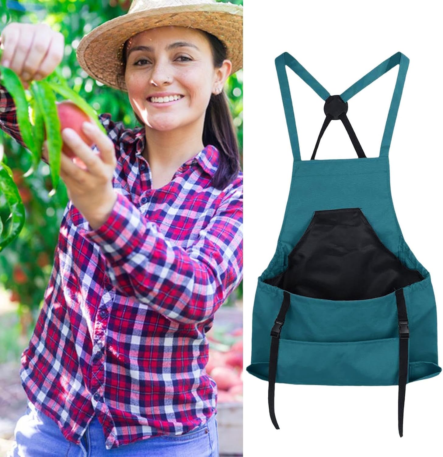 Farm Gardening Apron, Fruit Picking Utility Clothing, Large Pocket Cro
