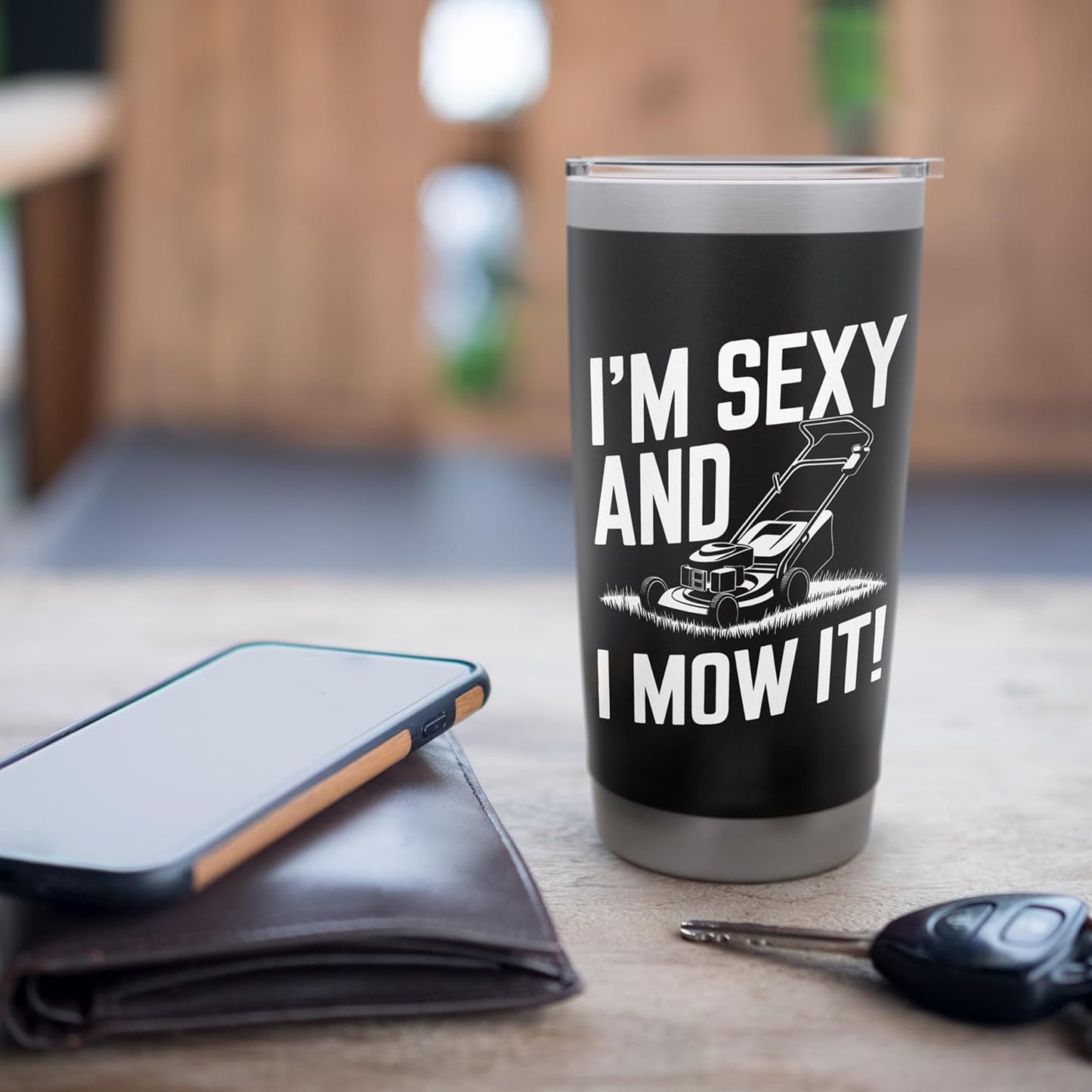 I'm Sexy and I Mow It Funny Lawn Care Gift Stainless Steel Insulated Tumbler