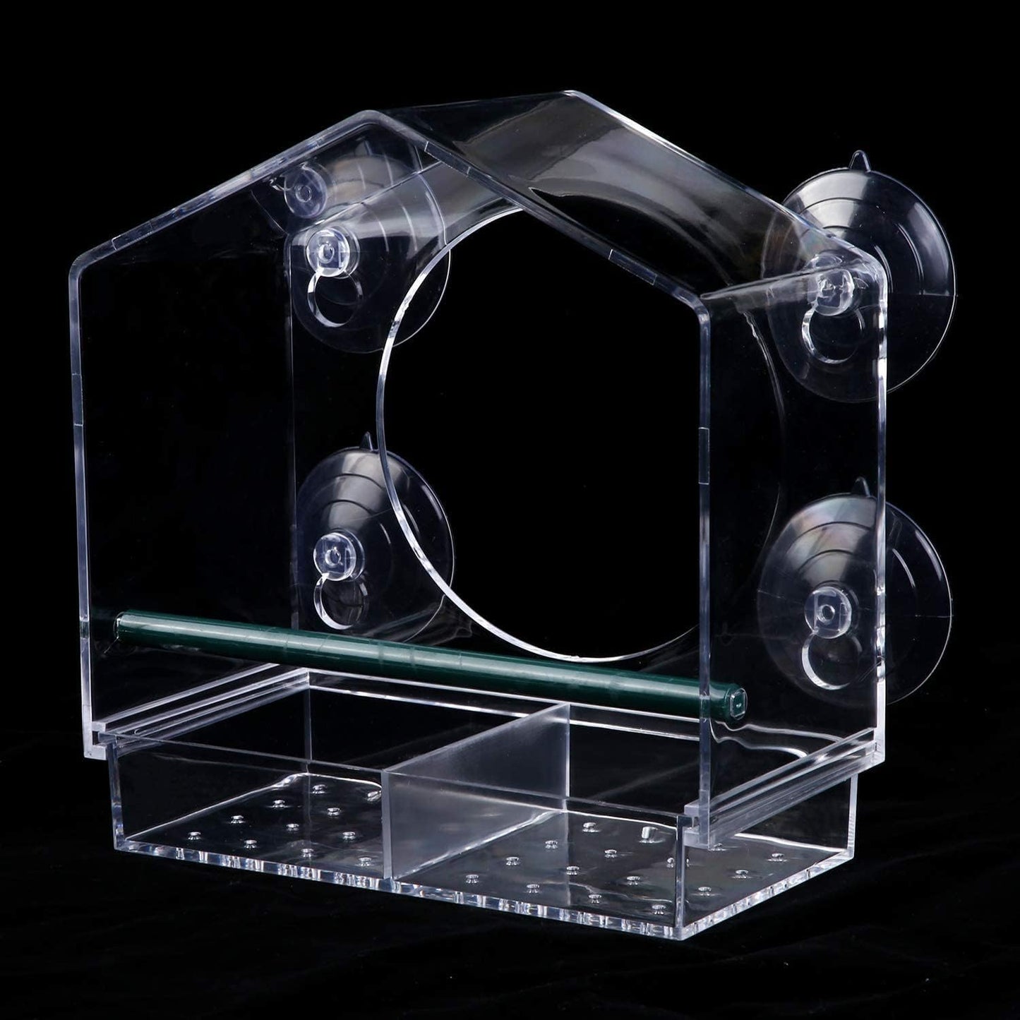 Clear View Window Bird Feeder with Strong Suction Cups, Acrylic Transparent Outdoor Wild Bird Seed Feeder and Décor, 2 Cup Capacity, Clear
