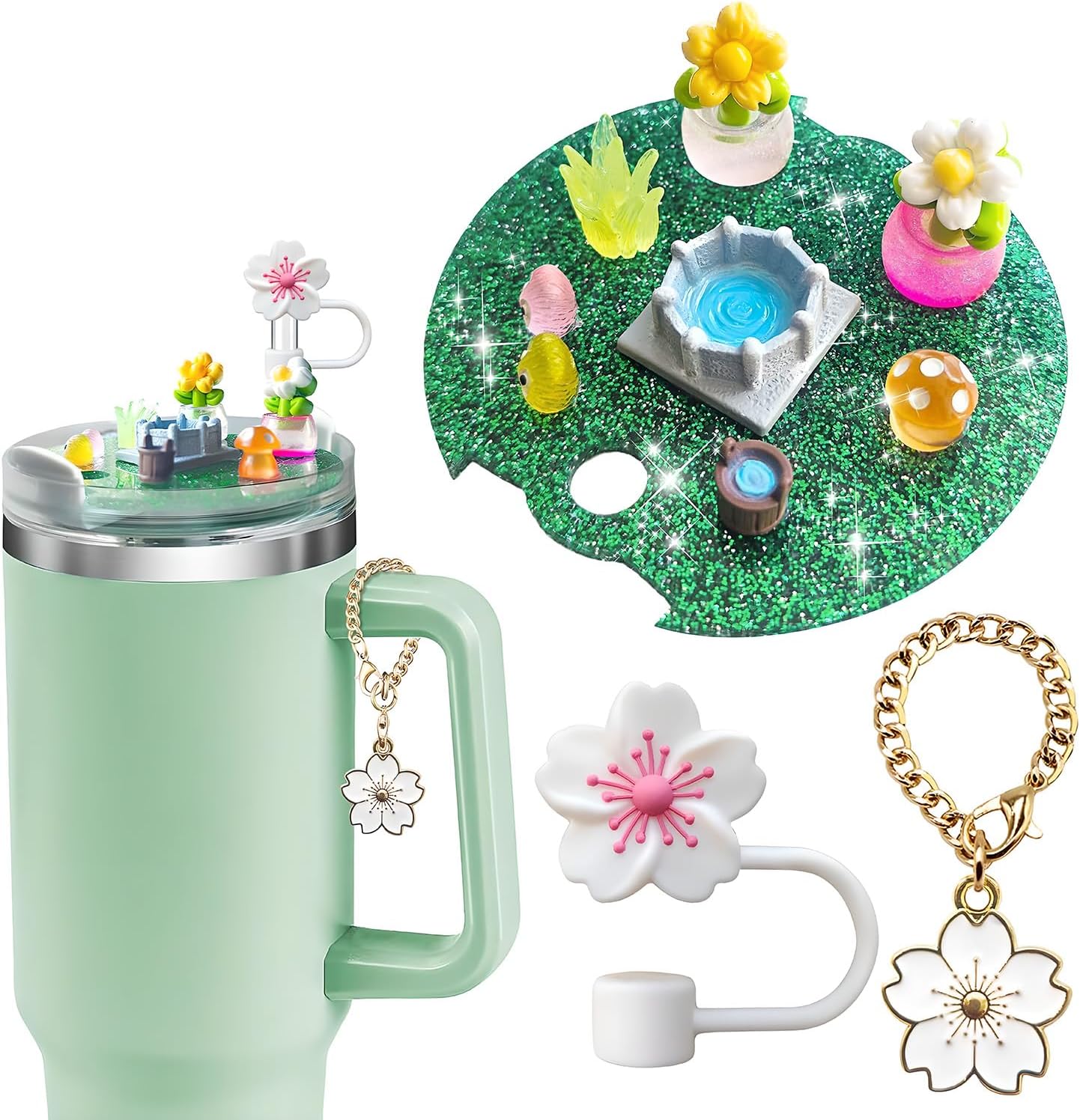 NELL&WELL Cherry Blossom Name Plate for 40oz Stanley Cup Lid, Spring G