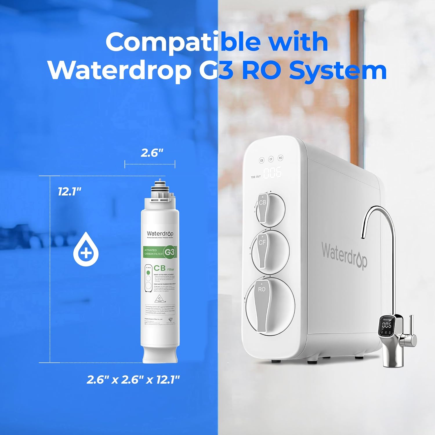 Waterdrop WD-G3-CB Filter, Replacement for WD-G3-W, WD-G3P600 and WD-G