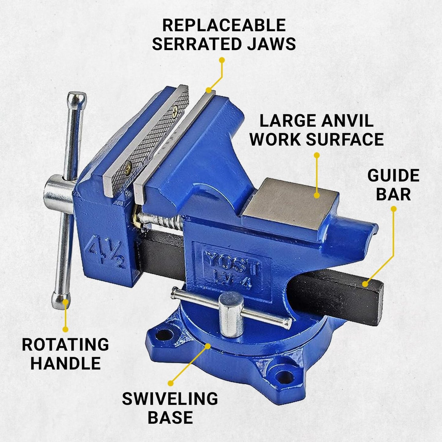 Yost Vises LV-4 Homeowner's Vise | 4.5 Inch Jaw Width with a 3 Inch Ja