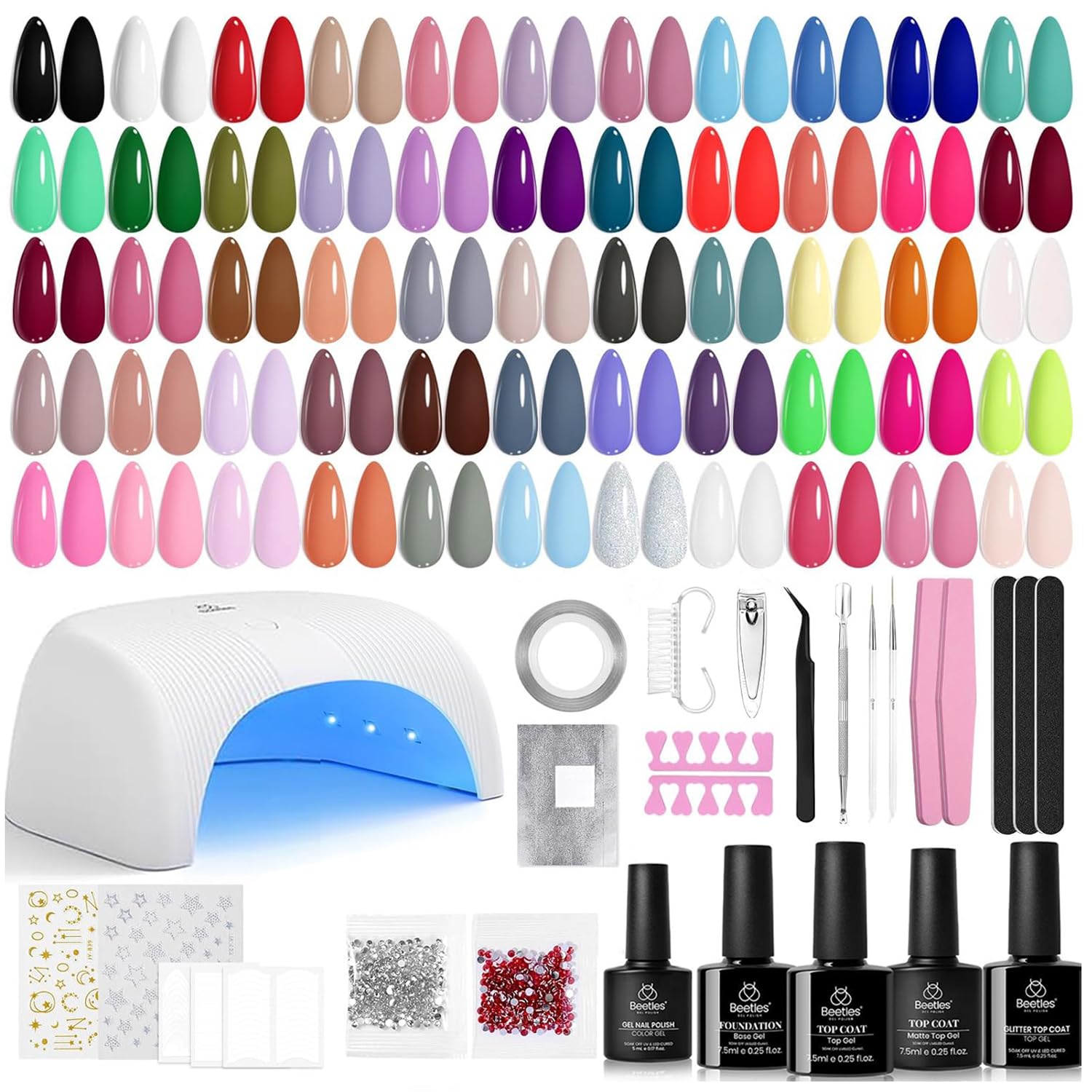 Beetles Gel Nail Polish Kit with U V Light - 80Pcs Color Enchantment 5