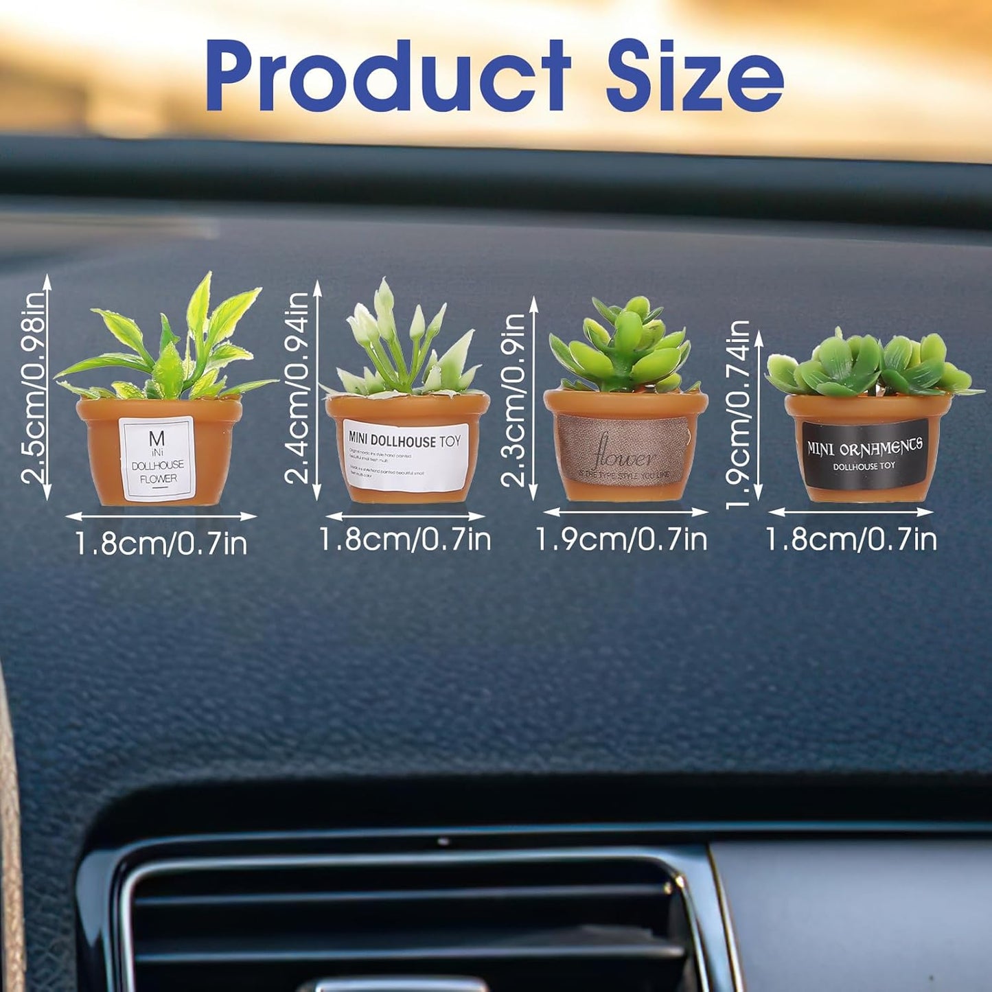 Mini Car Plant Decor,4Pcs Cute Succulent Dashboard Decorations Mini Succulent Car Ornament Mirror Window Ornaments Table Home Decor for Dashboard Flower Pots