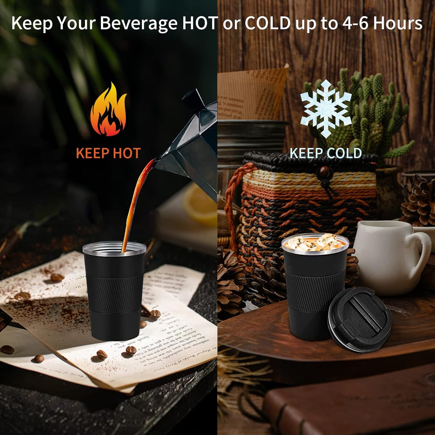 YINBAOGE Insulated Travel Coffee Mug, Spill & Leak Proof, Portable To 