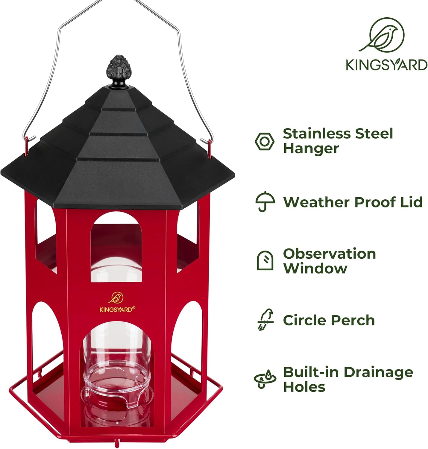 Kingsyard Metal Bird Feeder for Outdoor Hanging, Wild Bird Feeders wit