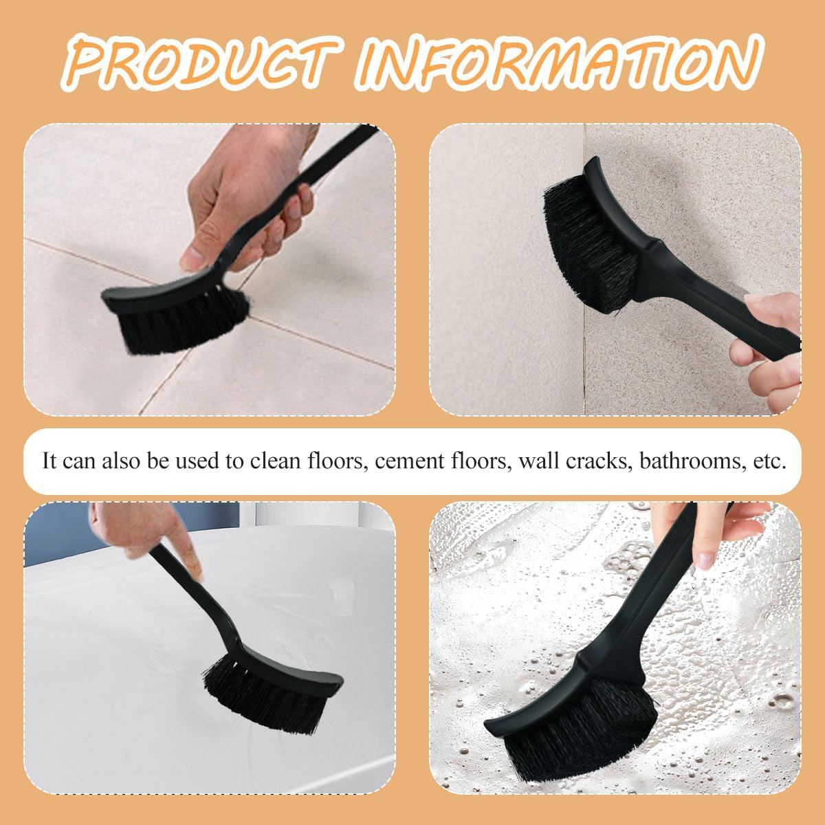 2 Pieces Brush for Bird Baths Bathtub Cleaning Brush Hummingbird Feeder Hard Bristle Utility for Birds Cage Black