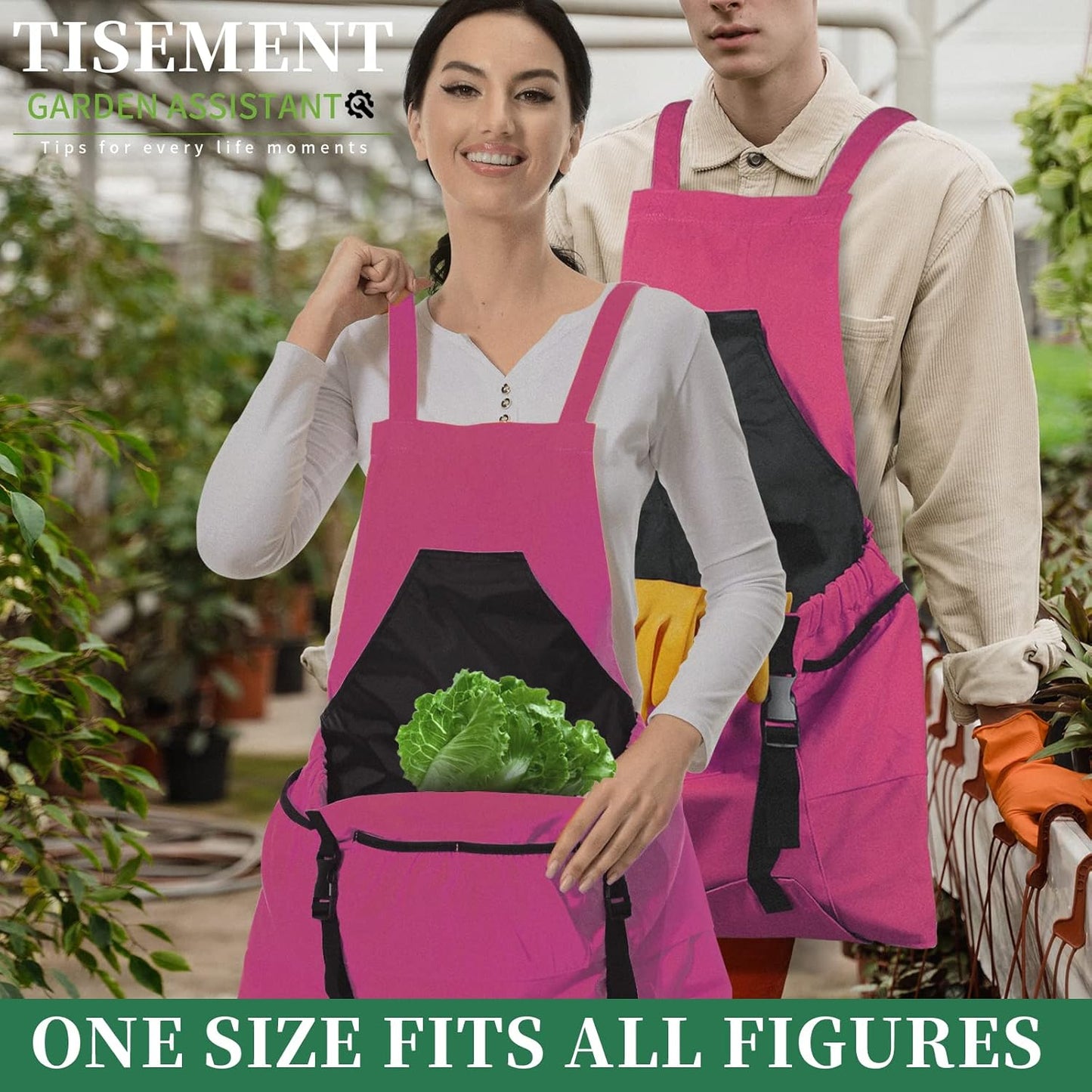 Gardening Apron, 8Oz Waterproof Canvas Garden Apron with Quick Release Pockets for Harvesting, Great Gardening Gifts for Women.