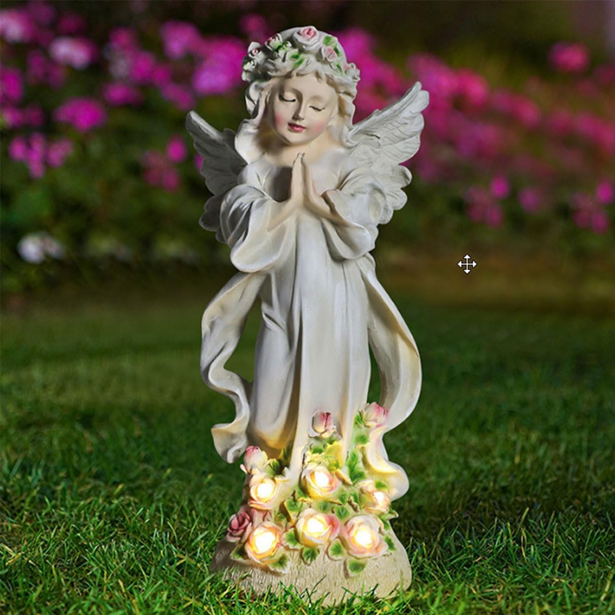 Lovely Flower Fairy Solar Night Light American Country Style Handmade Statue Art Ornament for Summer,Garden and Villa Decoration