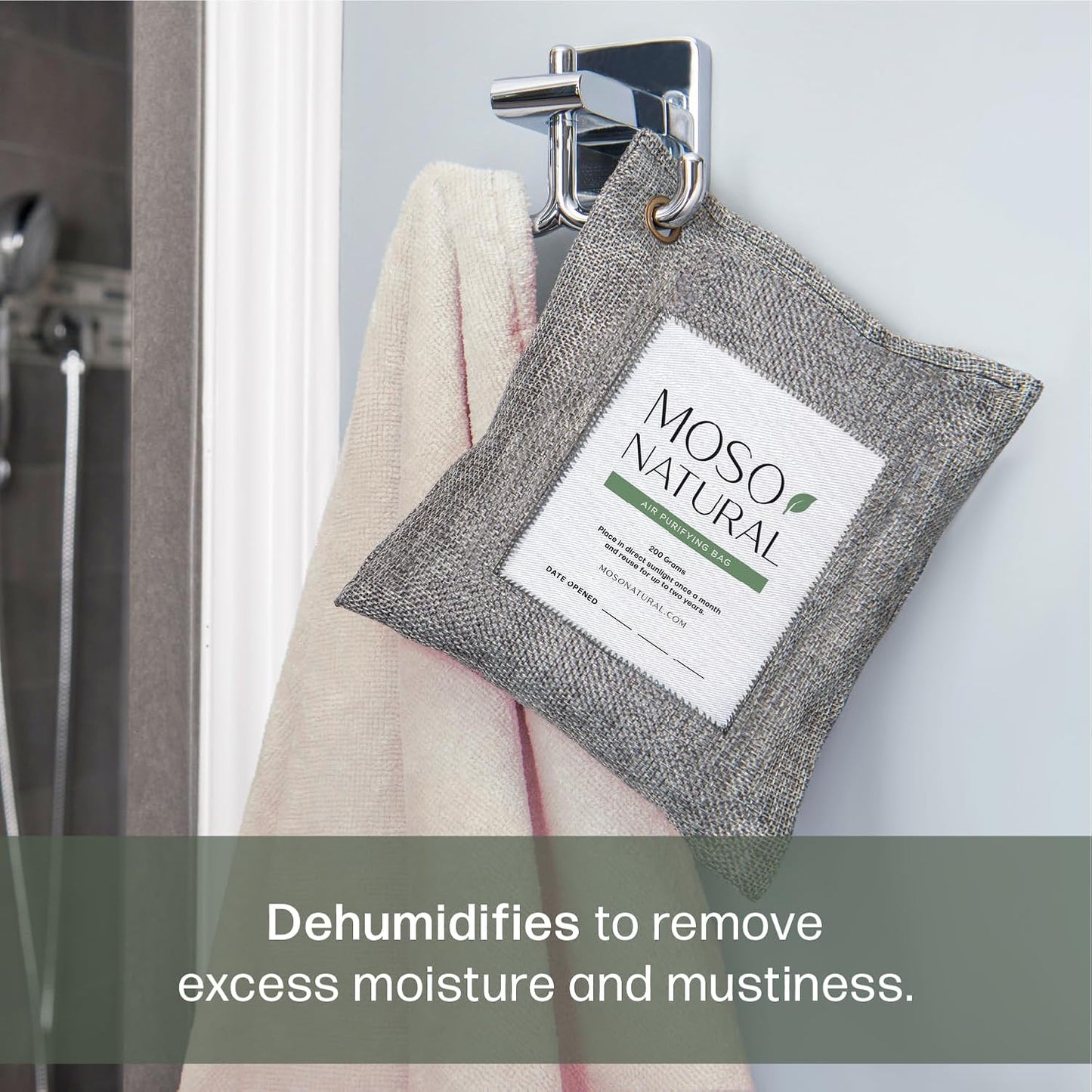 Moso Natural Air Purifying Bag 200g | HGTV Editor's Pick | Premium Bamboo Charcoal Odor Absorber for Home & Car | Closet Odor Eliminator & Car Air Freshener | Long Lasting Charcoal Bags Cover 90sqft