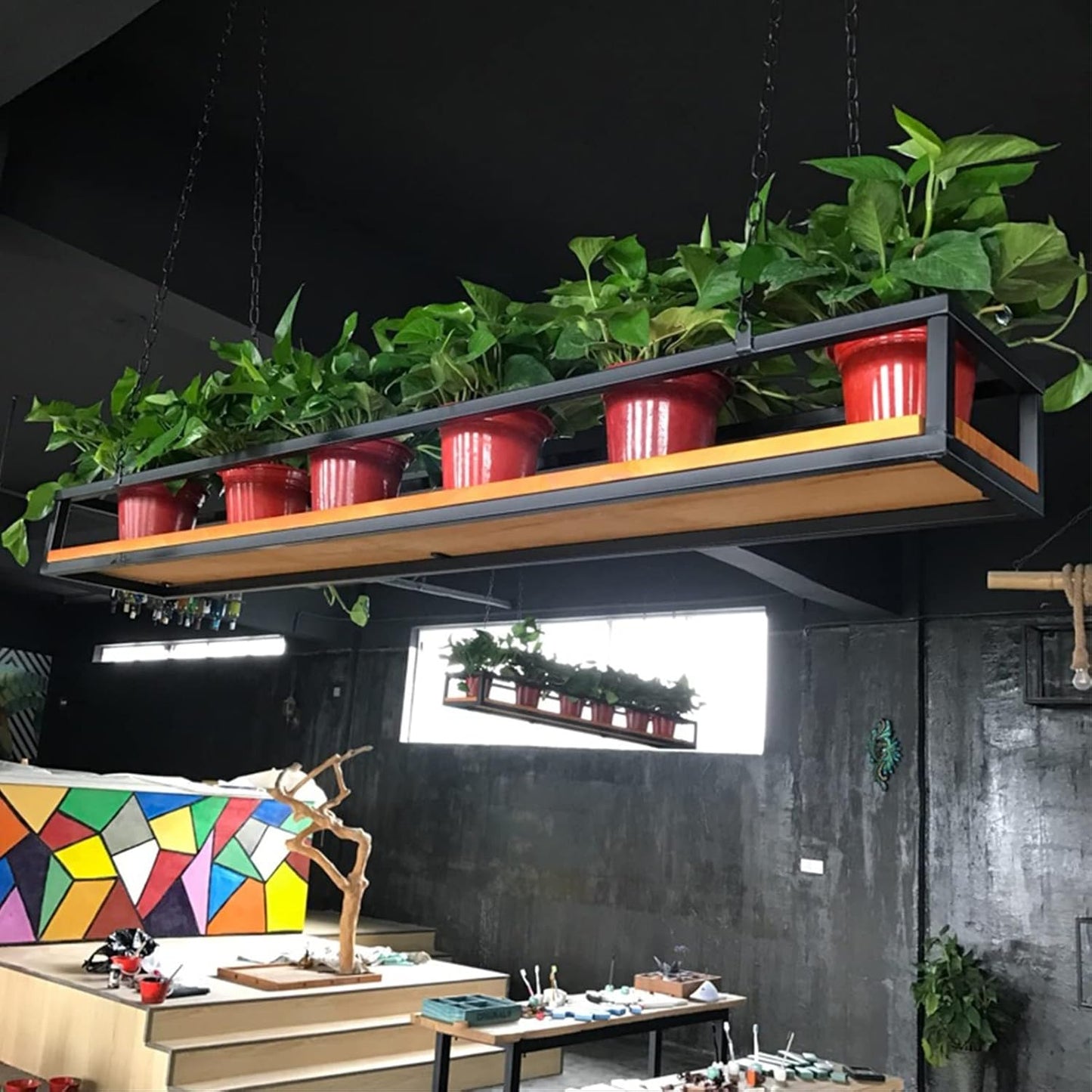 Creative Ceiling Shelf Plant Stand - Floating Rack for Flower Pots & Decorations - Stylish Railing Shelf - 80x25x15cm Storage Solution for Indoor & Outdoor Plants