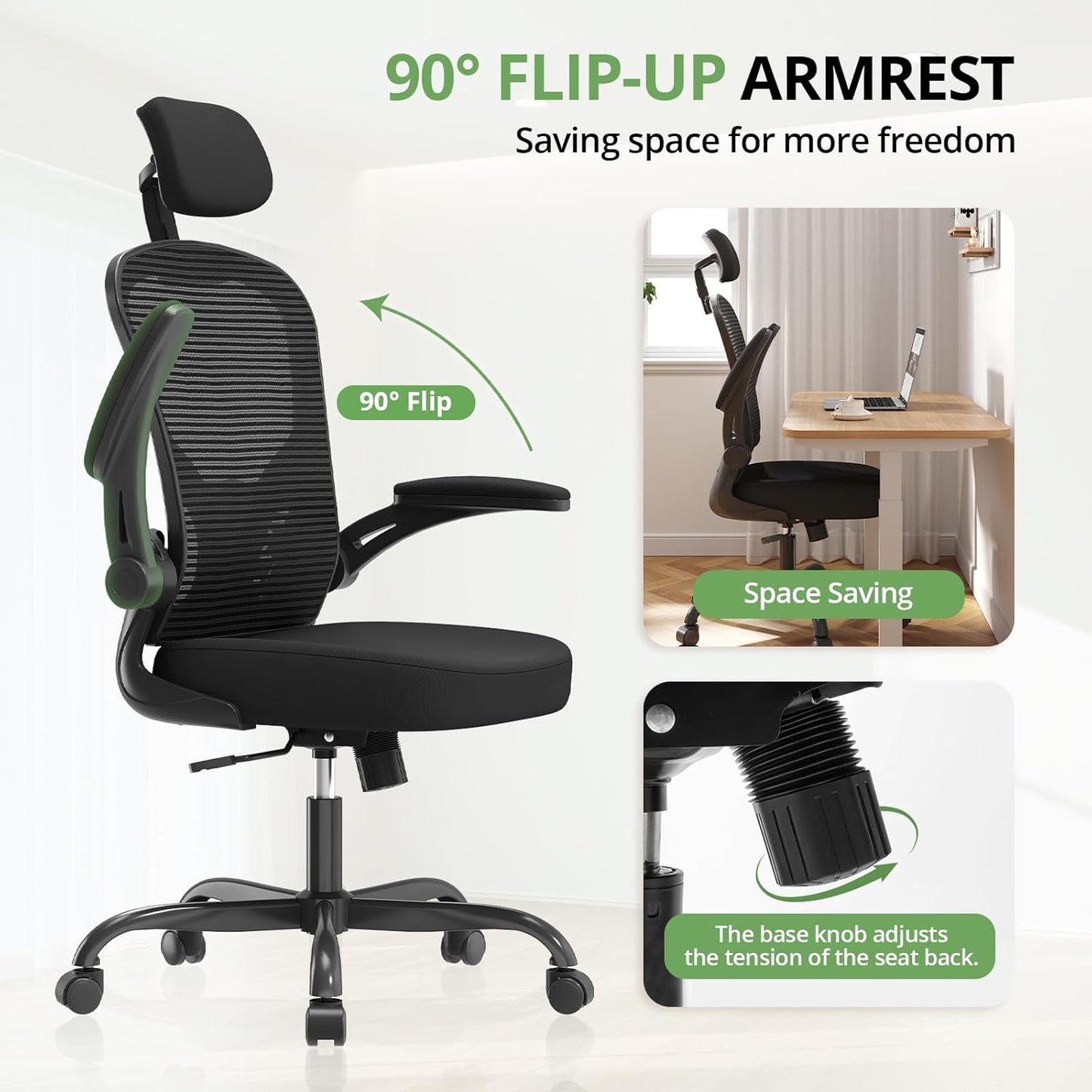 Office Chair Ergonomic Desk Chair, 330LBS Capacity, High Back Computer