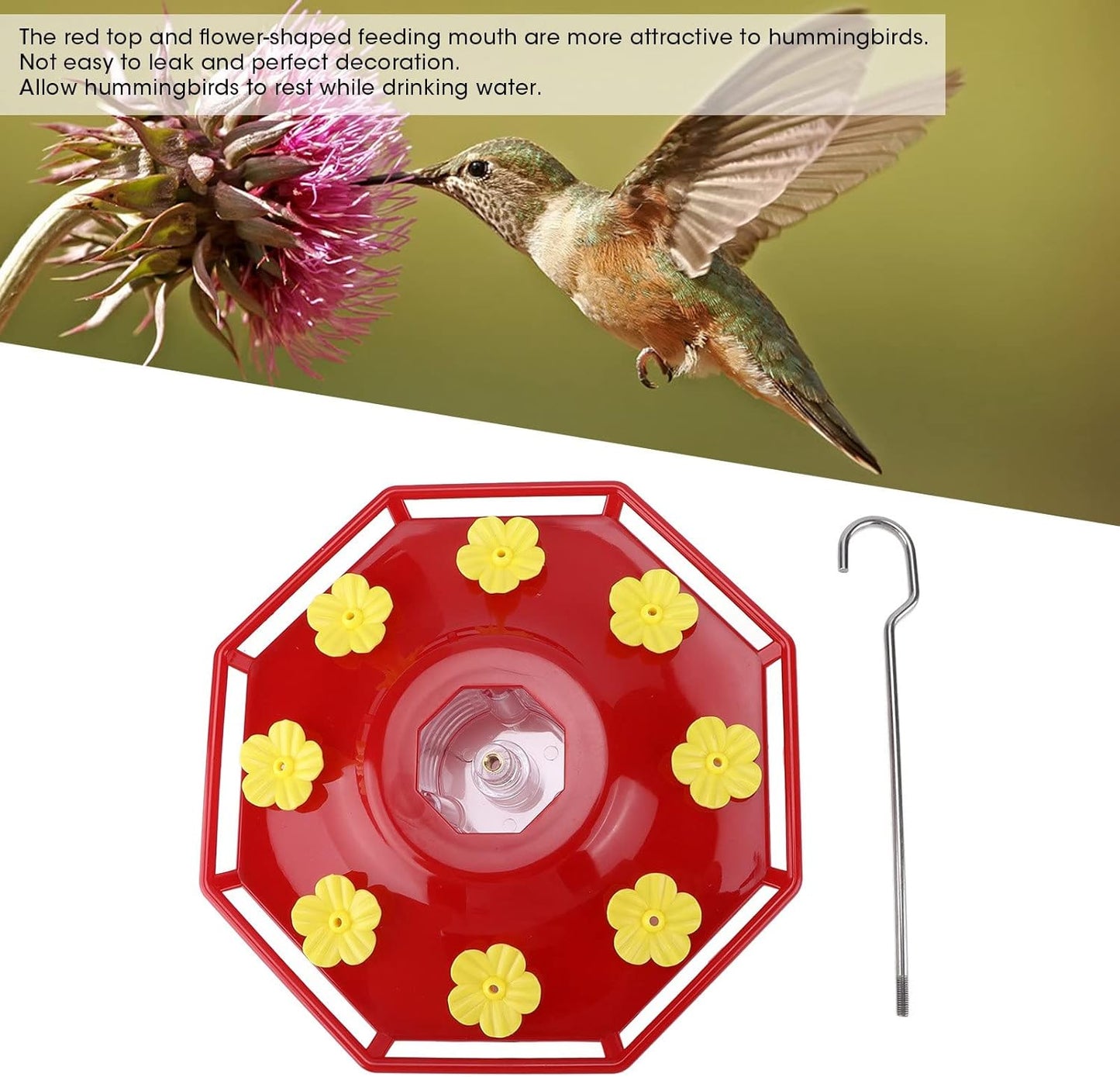 Hummingbird Feeder Leak Proof 16oz Hanging Bird Feeder Easy to Clean Attracts Hummingbirds for Outdoor Garden Decoration