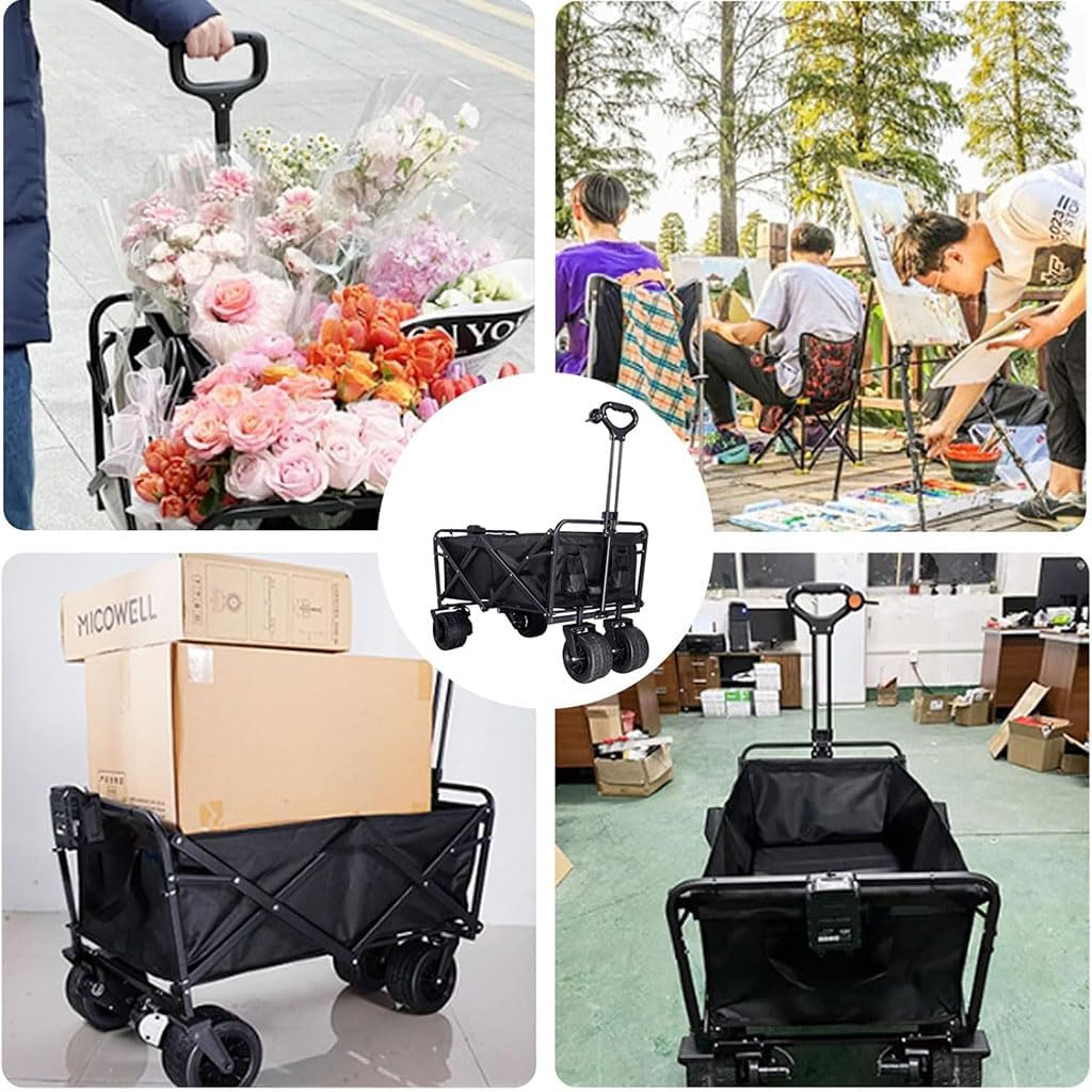 Electric Camping Cart Power-Assisted Folding Wagon with 200L/150KG Large Capacity Portable Garden Trolley for Outdoor Activities Beach Picnics & Festivals