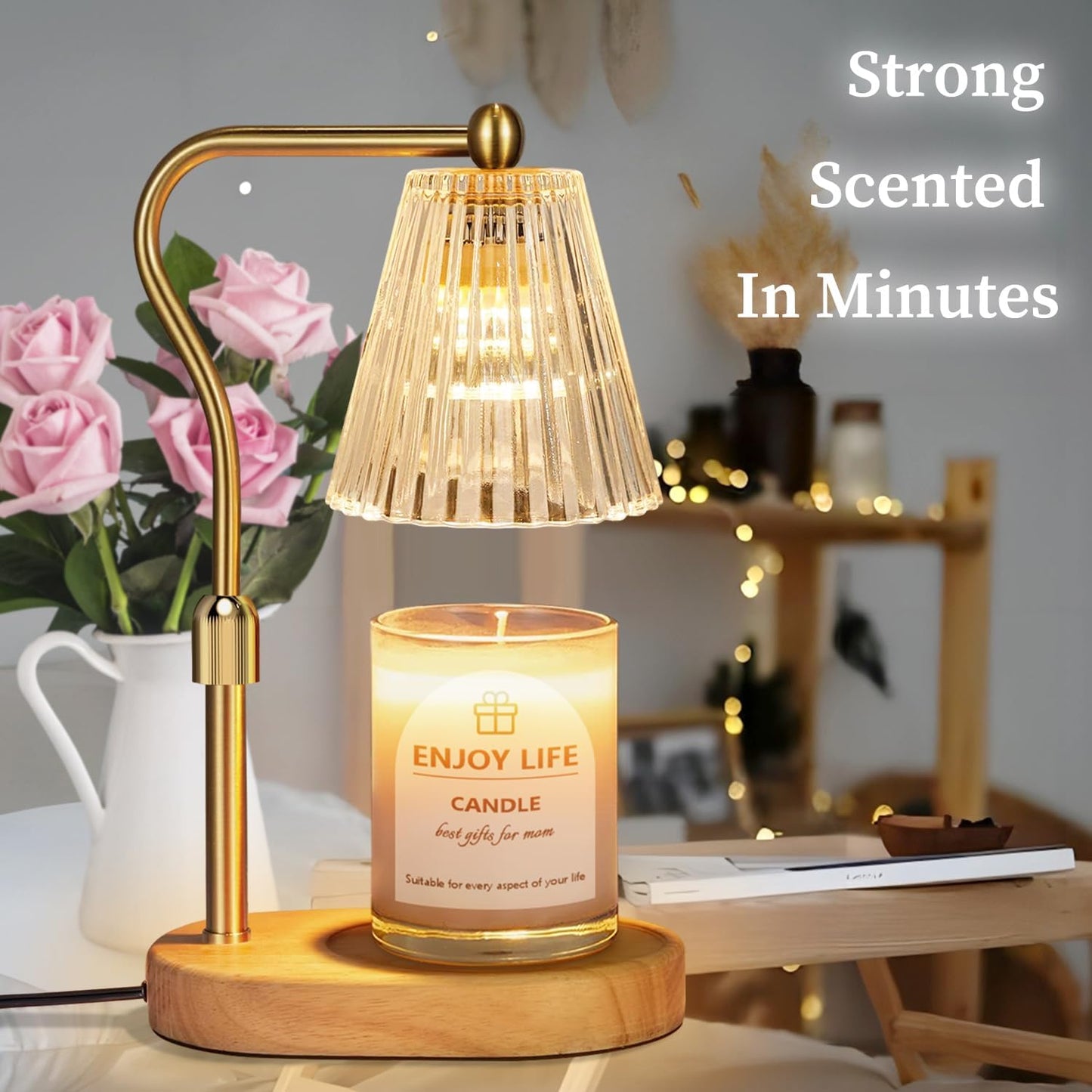 Candle Warmer Lamp with Timer Dimmer Adjustable Height for New Home Bedroom,Mothers Day Gifts,Vintage Home Decor for Scented Jar