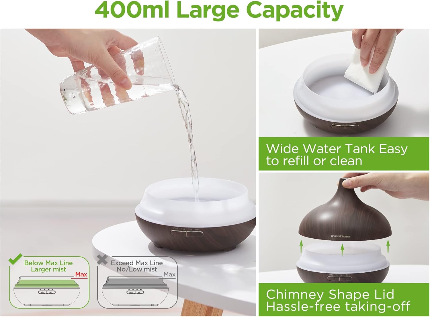 InnoGear Aromatherapy Diffuser & 10 Essential Oils Set, 400ml Diffuser