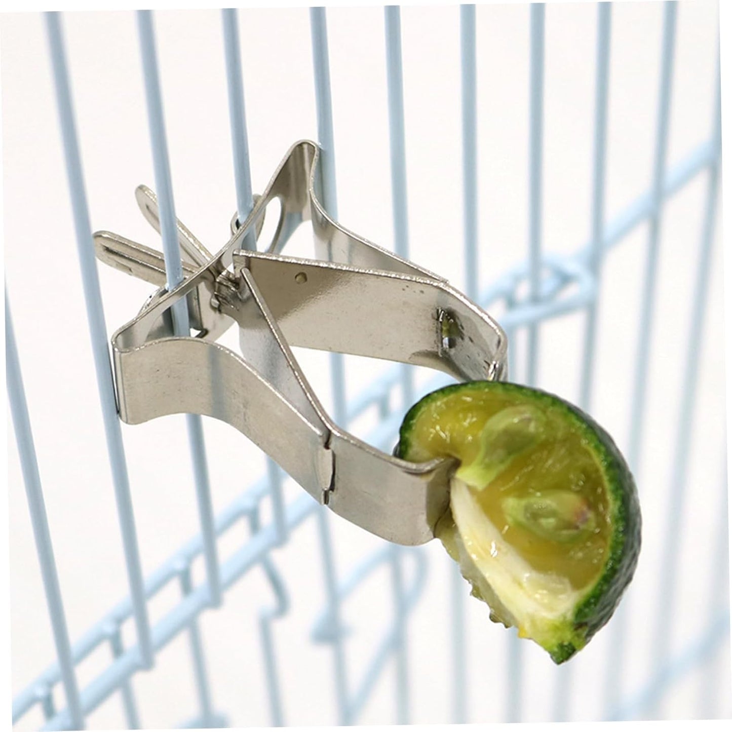 5Pcs Bird Food Holder Cage Mount Fruit Bird Feeder Stainless Steel Feeder Clip Style Silver for Parakeet Budgie Macaw Cage Accessories