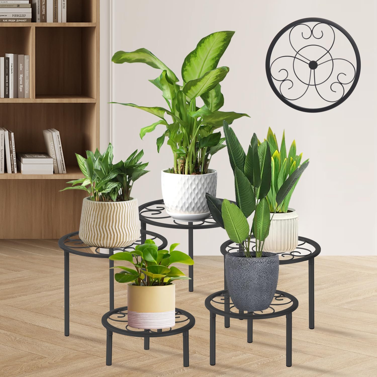 5-piece set of metal plant potted flower racks, heavy-duty flower pot 
