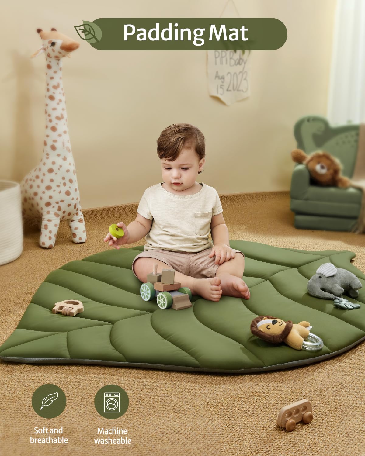 Blissful Diary Baby Play Gym & Activity Mat, Oversize Leaf Shaped Baby