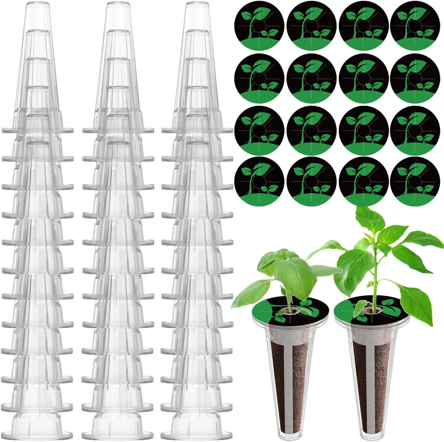50 Pack Hydroponic Grow Baskets with 51PCS Seed Pod Labels Stickers, R
