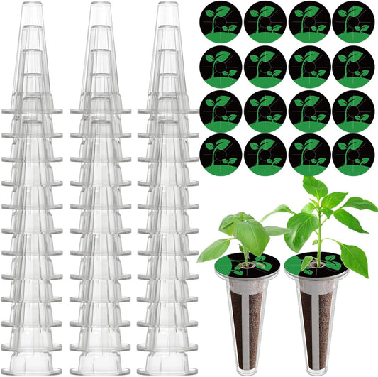 50 Pack Hydroponic Grow Baskets with 51PCS Seed Pod Labels Stickers, R