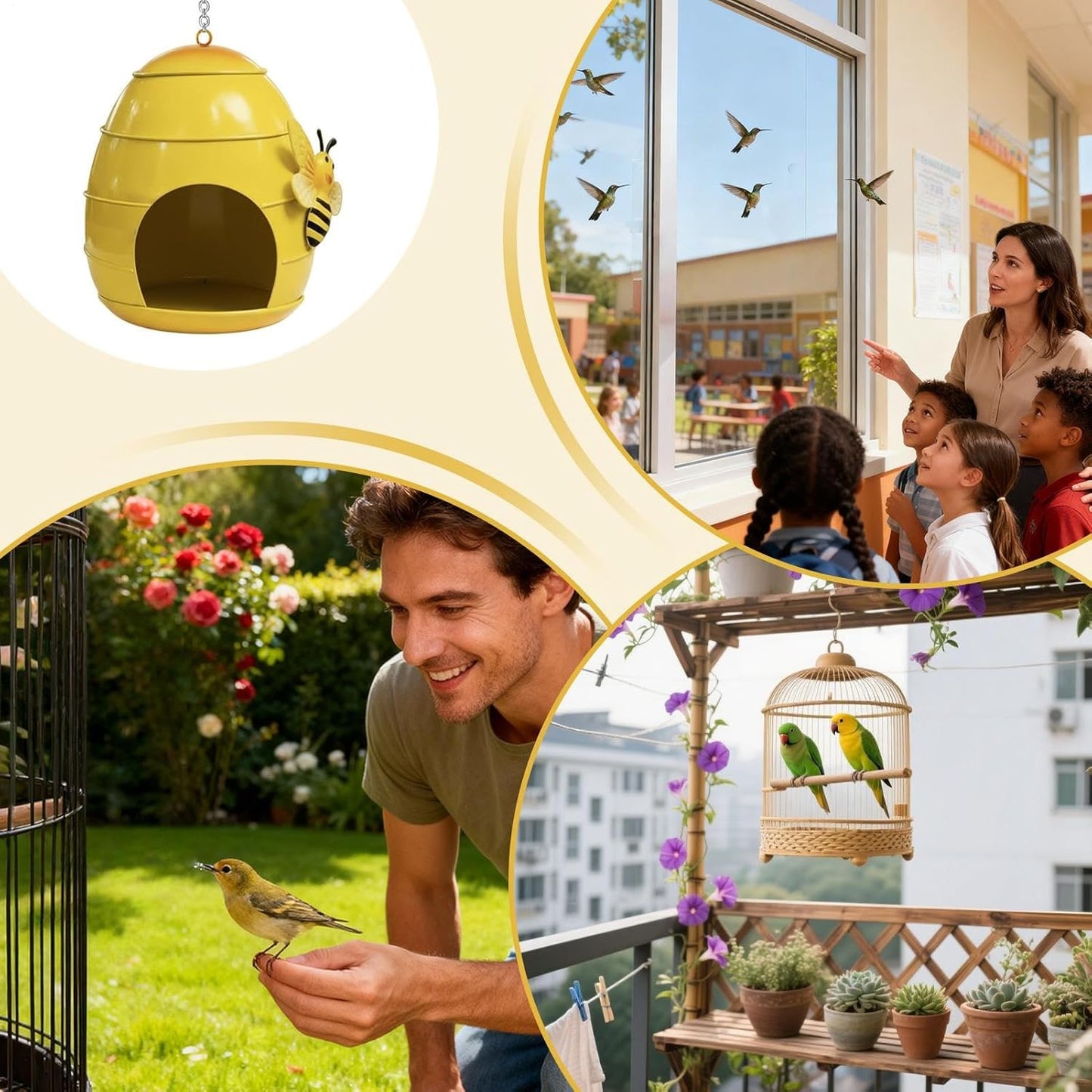 Bird Feeder, Weatherproof Outdoor Food Holder, Funny Decorative Bird Feeder, Garden Yard Accessory, Finch and Hummingbird Feeding Station, Balcony and Porch Wildlife Watching, Landscape Garden
