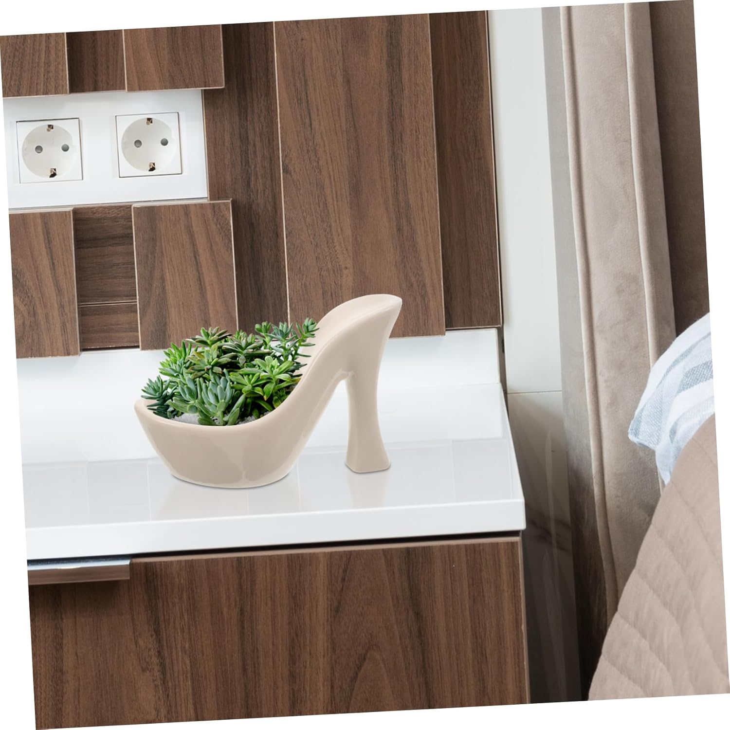 Milisten High Heel Shaped Ceramic Flower Pot for Succulents Indoor Pla