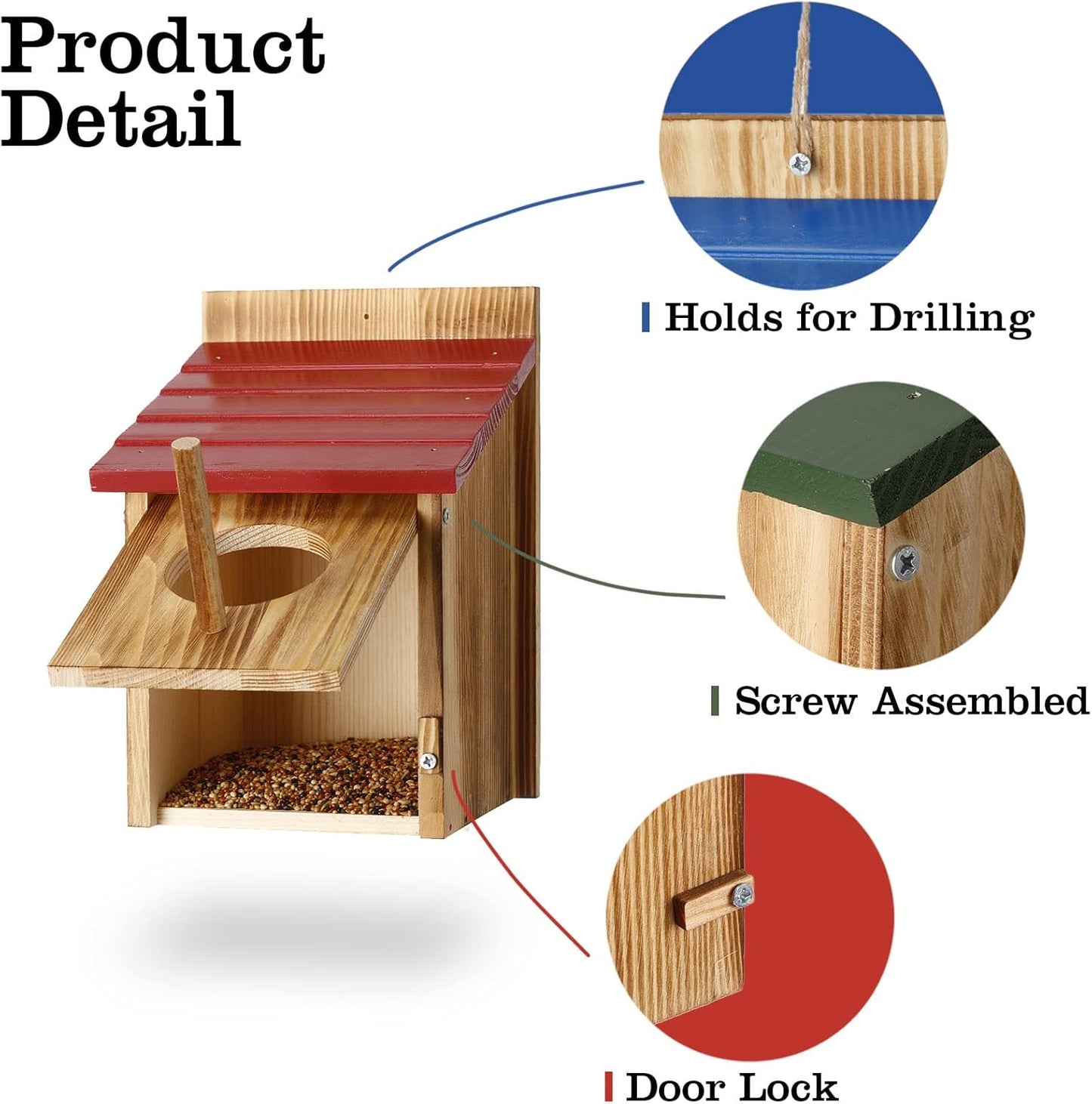 Meanplan 3 Pcs Wooden Bird Houses for Outside Bird House with Pole Woo