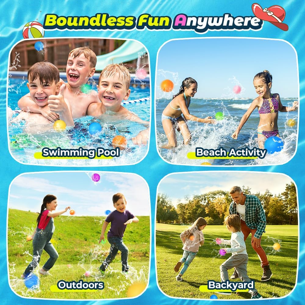 12Pcs Reusable Water Balloons, Pool Beach water Toys for Boys and Girl