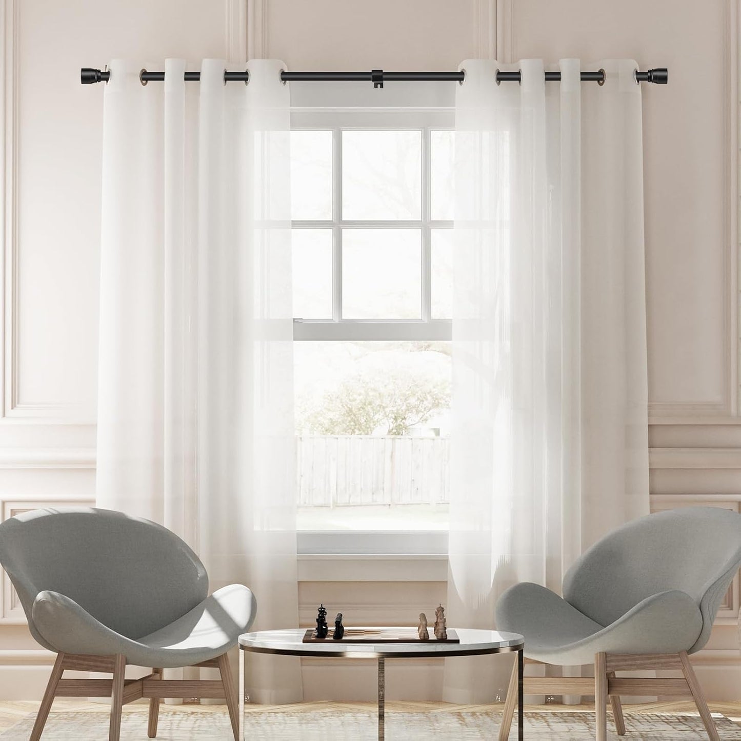 1” Diameter Curtain Rods Itself is 30 to144 inch 1 Pack Fit 30-142 inch, 66 to 120 inch Window with Heavy Duty Adjustable Rod Matte Black Splicing Metal Extra Long Curtain Rod for Windows
