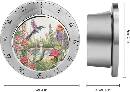 Garden with Birds and Flowers Timer Fashion Stainless Steel Magnetic T
