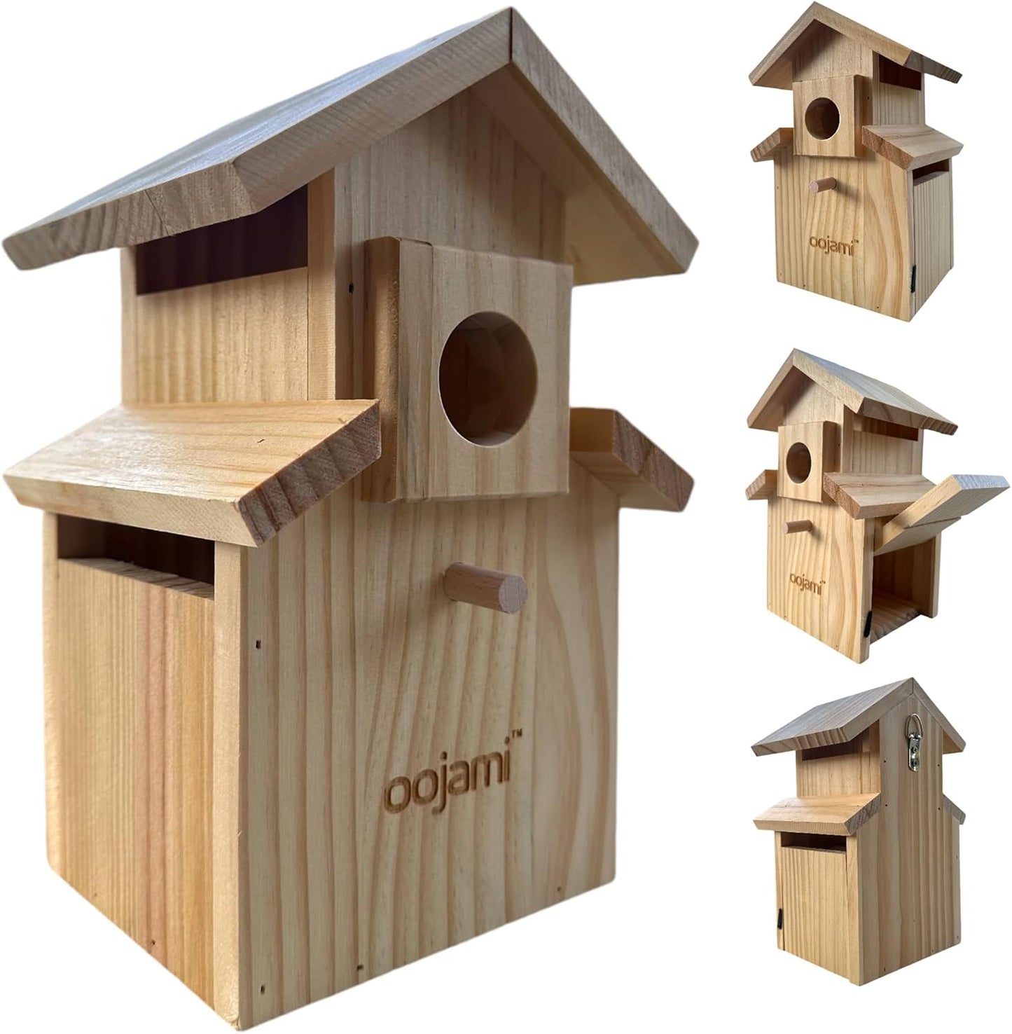 Bird House for Bluebird, Finch, Wren, Chickadee, Tree Swallow, Wild Birds, Woodpecker, Outdoor Nesting Box, Easy-to-Open (Unfinished DIY)