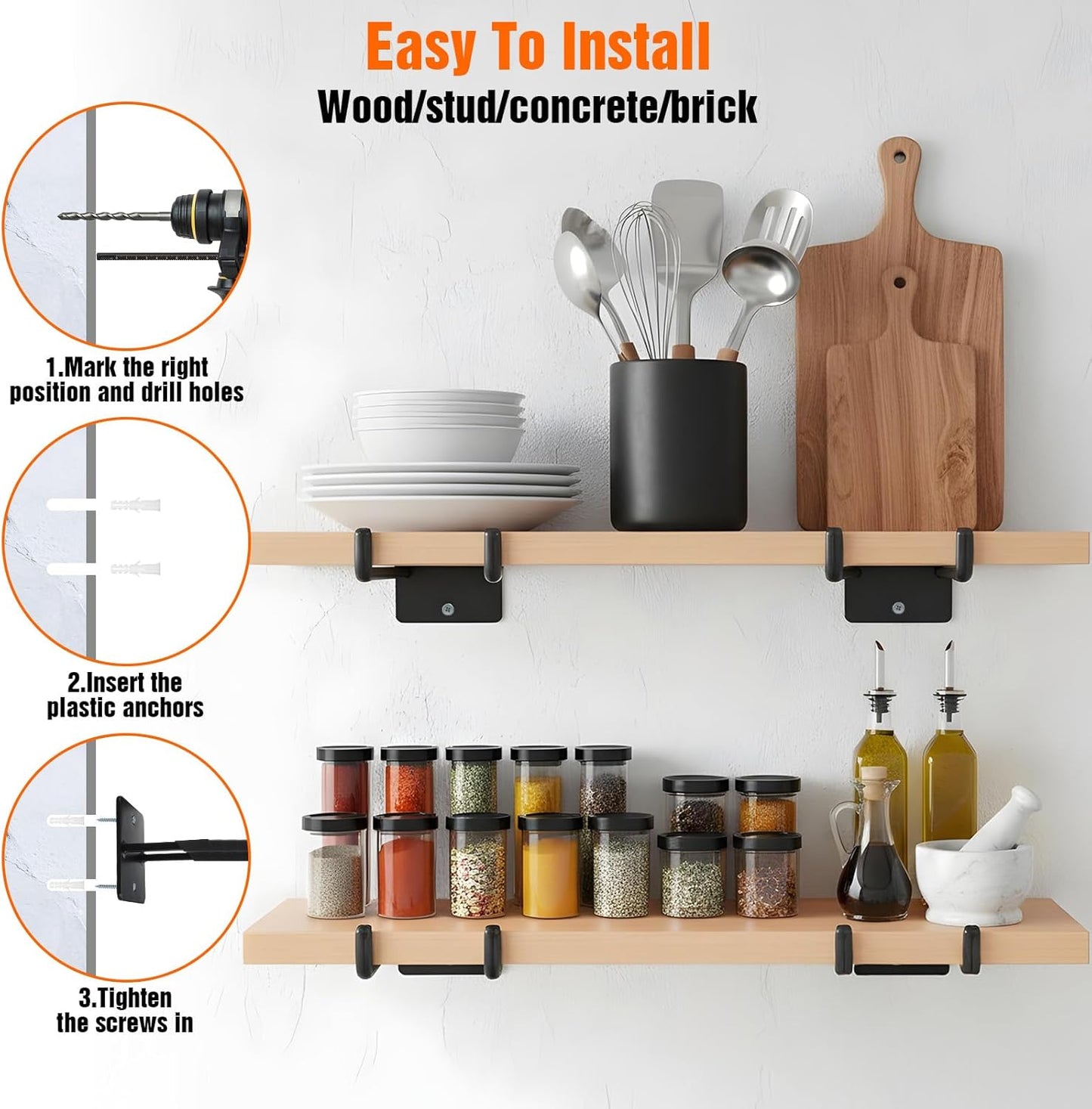 14 Inches Extra Large Garage Hooks, 4 Pack Heavy Duty Tool Organizer Wall Mount Hangers, Long Utility Storage Hooks for Car Tires, Chairs, Ladders, Ropes, Garden Tools, Power Tools