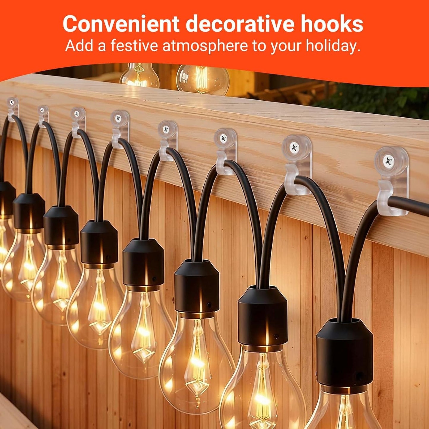 Hooks for Outdoor String Lights, 30 Pack Christmas Light Clips, Weathe