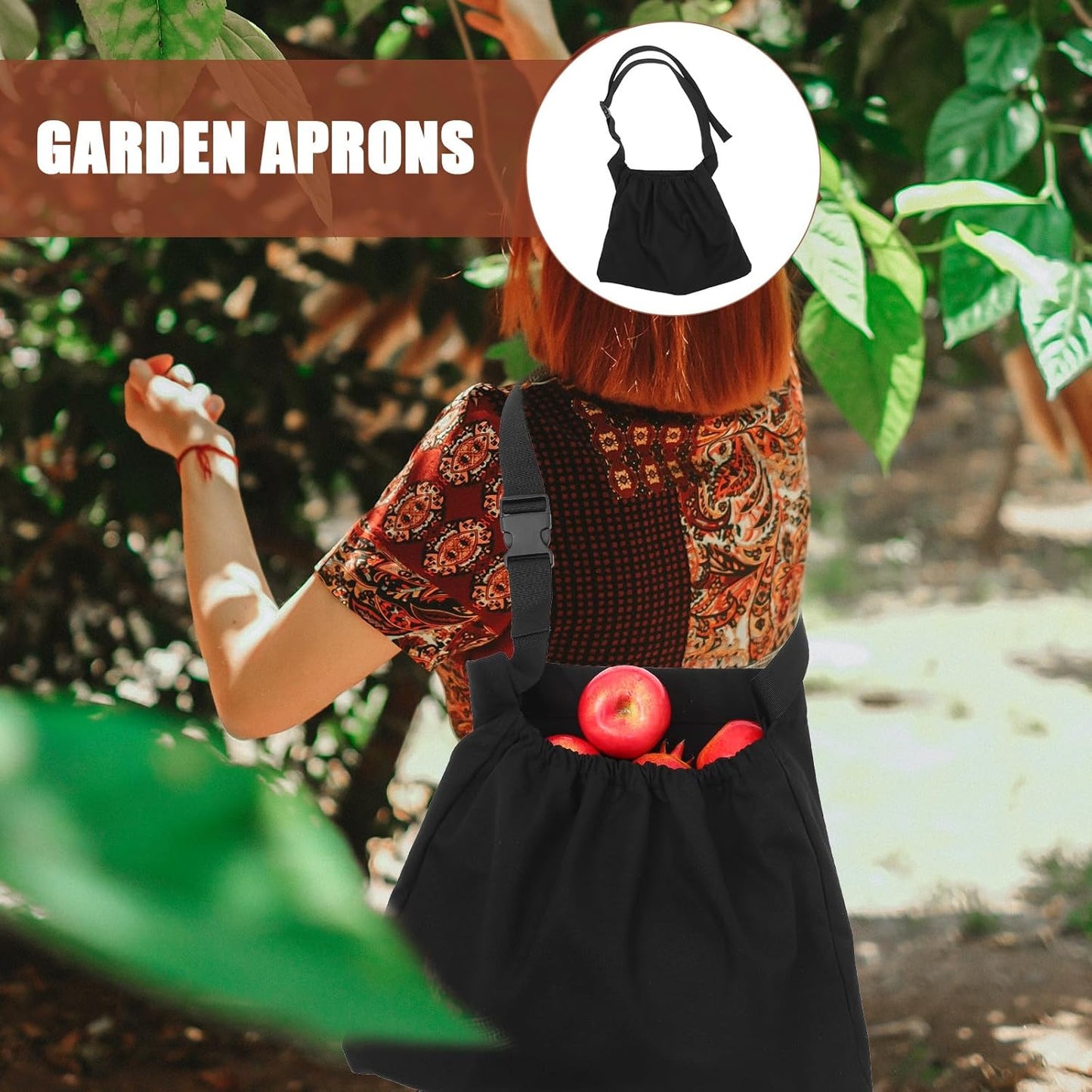 Milisten Fruit and Vegetable Picking Apron Garden Harvesting Bag Outdoor Multipurpose Fruit Pouch with Waist Strap for Orchard and Farm Use Black
