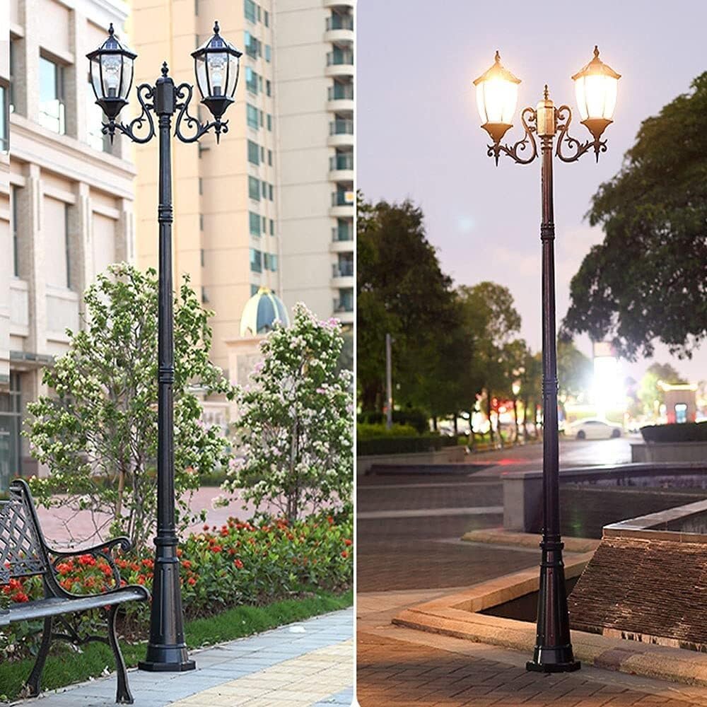 Solar Outdoor Lamp Post Light, IP56 Waterproof Street Light for Villa & Garden, Rust-Resistant High Pole Aisle Lighting Fixture, 205cm Tall Park & Patio Illumination (Height 205cm)