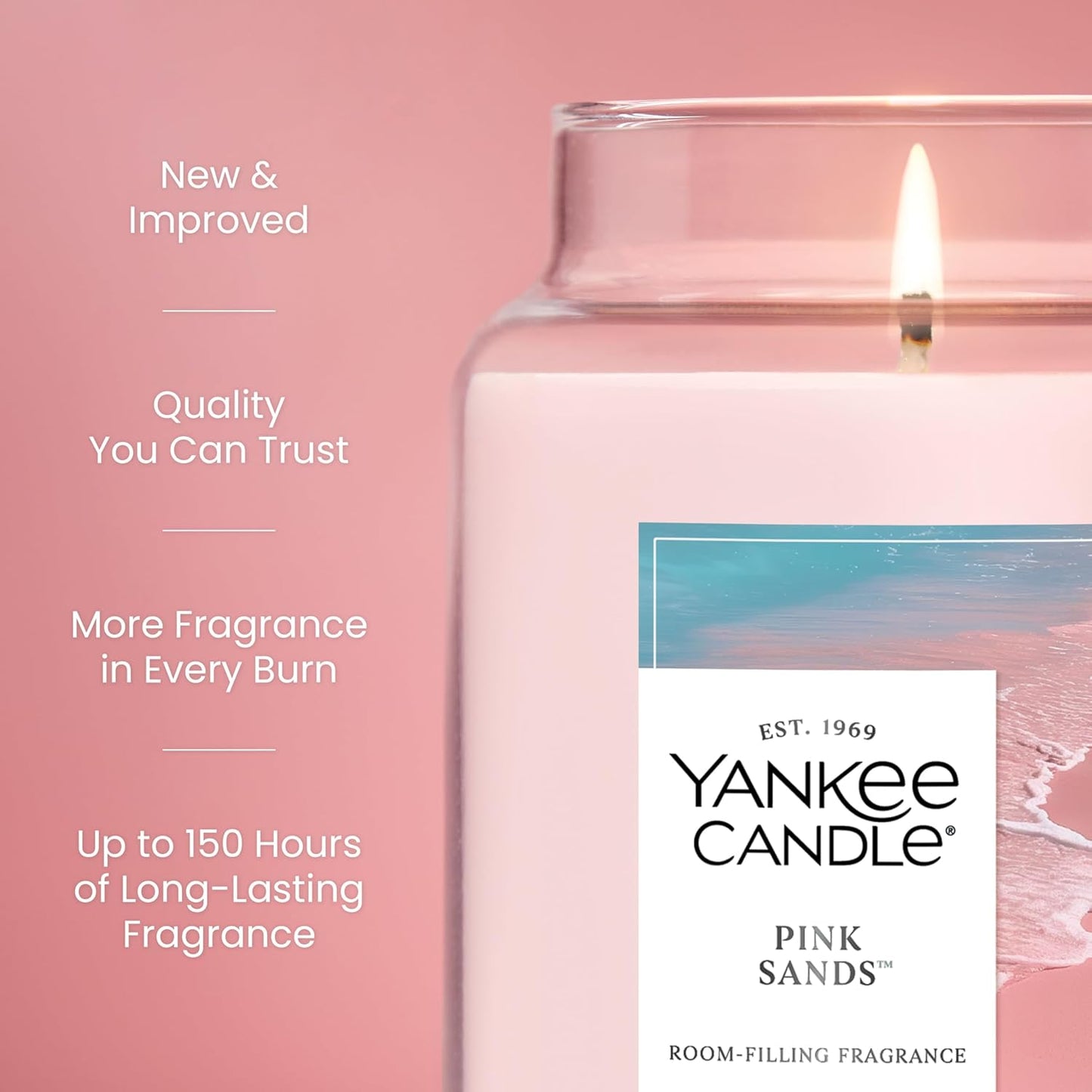 Yankee Candle Pink Sands, Scented Candle, 22oz Large Jar with up to 15