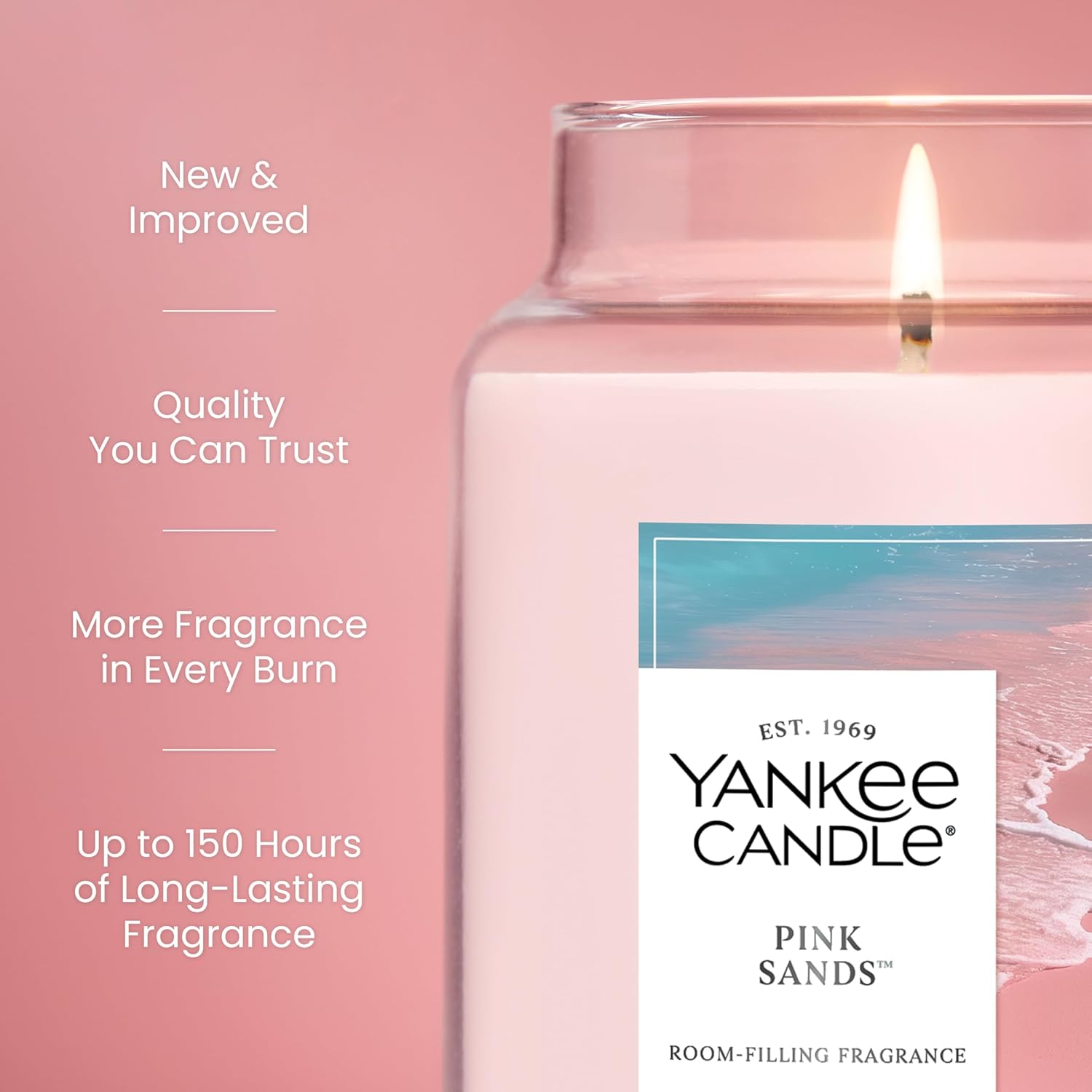 Yankee Candle Pink Sands, Scented Candle, 22oz Large Jar with up to 15