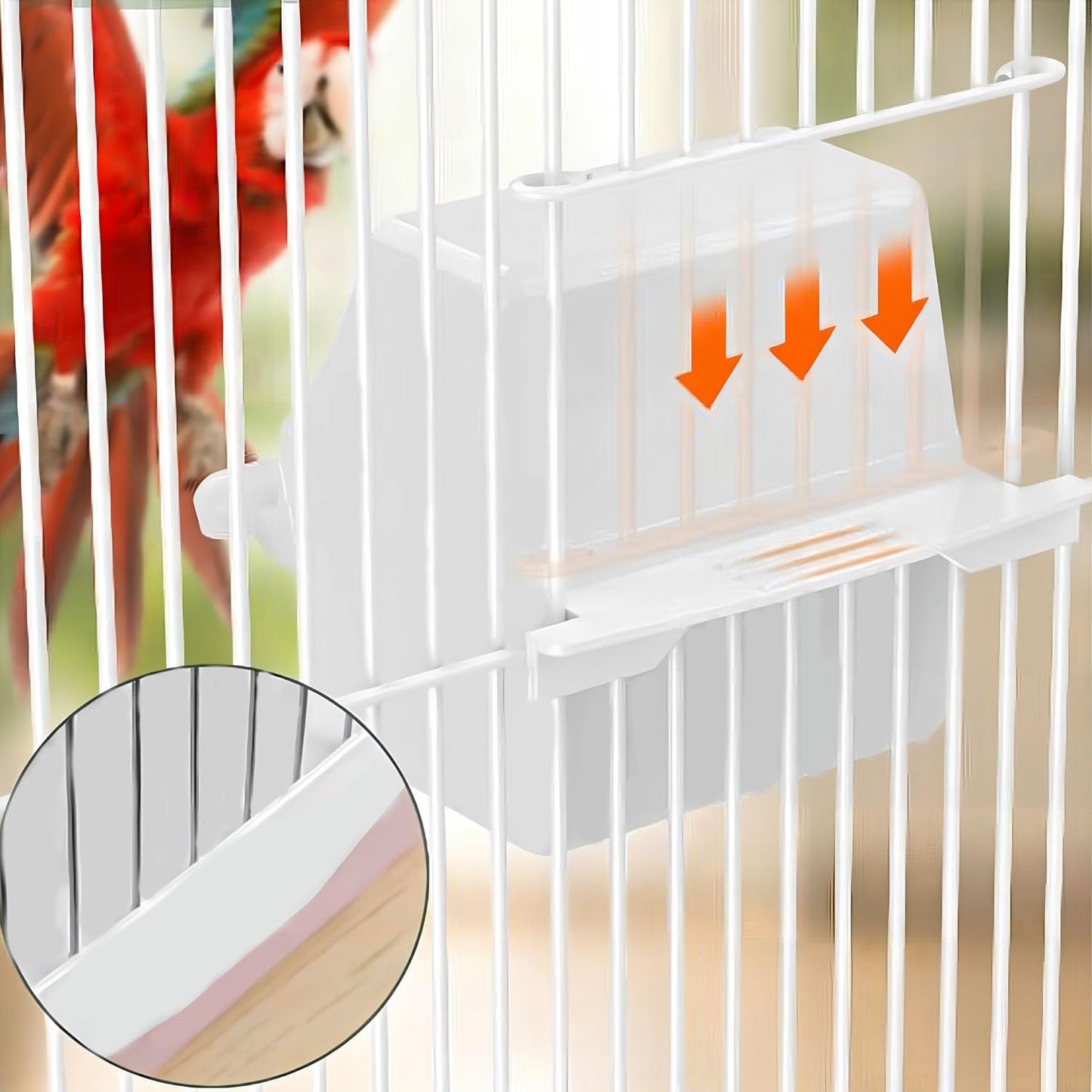 2 Pack Bird Feeding and Clear Water Bowl,Bird Cage Feeder with Bracket