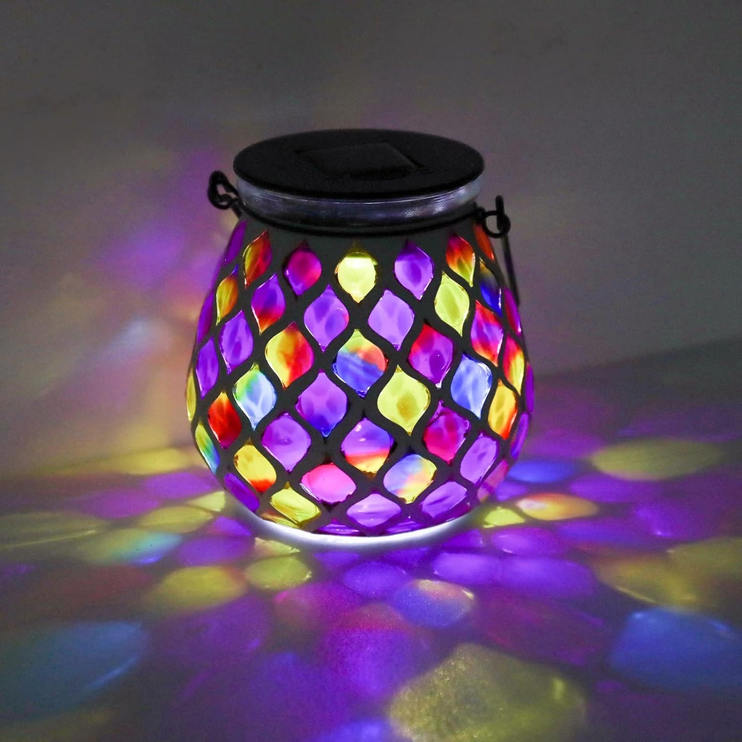 Bshine Mosaic Solar Lantern Outdoor Hanging Waterproof, Pink Mosaic Light Indoor Valentine's Day Decor Table, Garden Decor for Yard Outside, Path, Lawn, Birthday Gift for Mom Women
