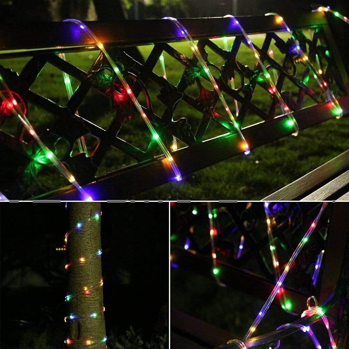 Solar Rope Lights, Solar Rope Lights with Remote Control, 200 LEDs 72ft Waterproof Outdoor String Lights,8 Modes, Fence, Party, Wedding Decoration (Colorful)