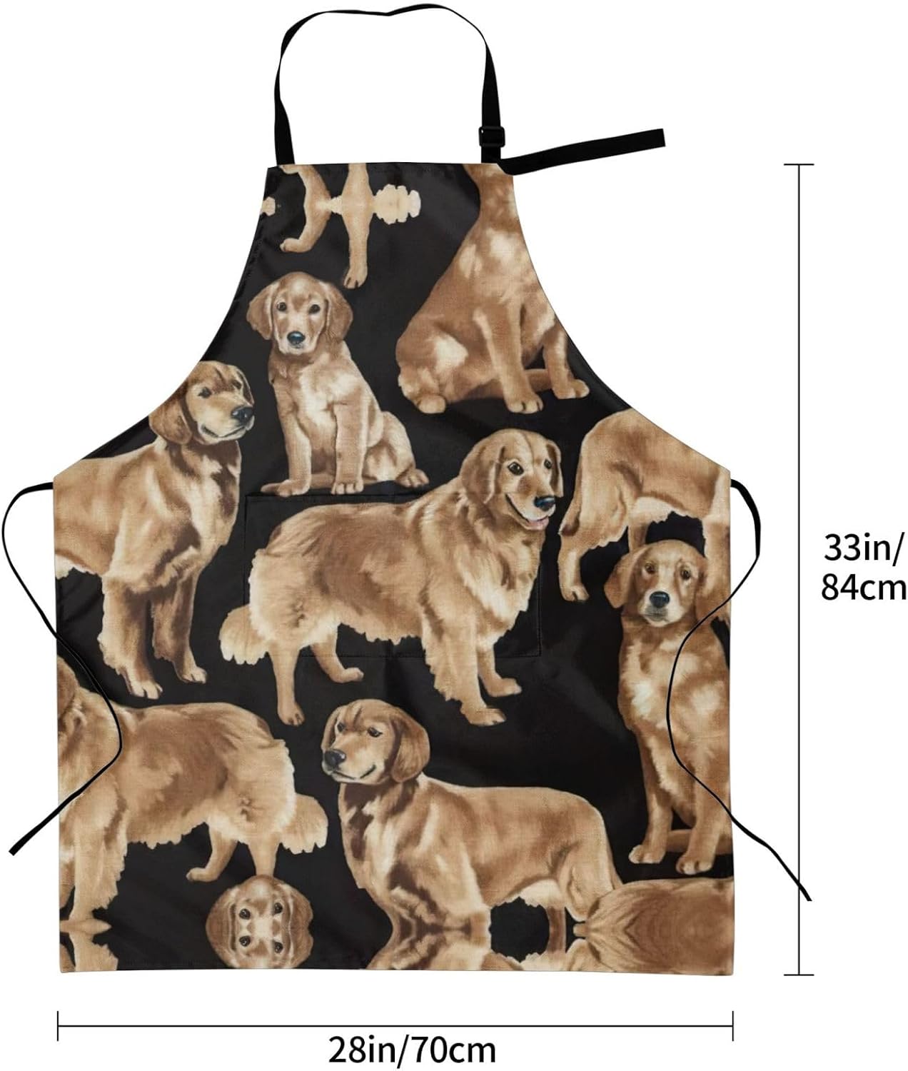 Golden Retrievers print Waterproof apron with pocket adjustable cookin
