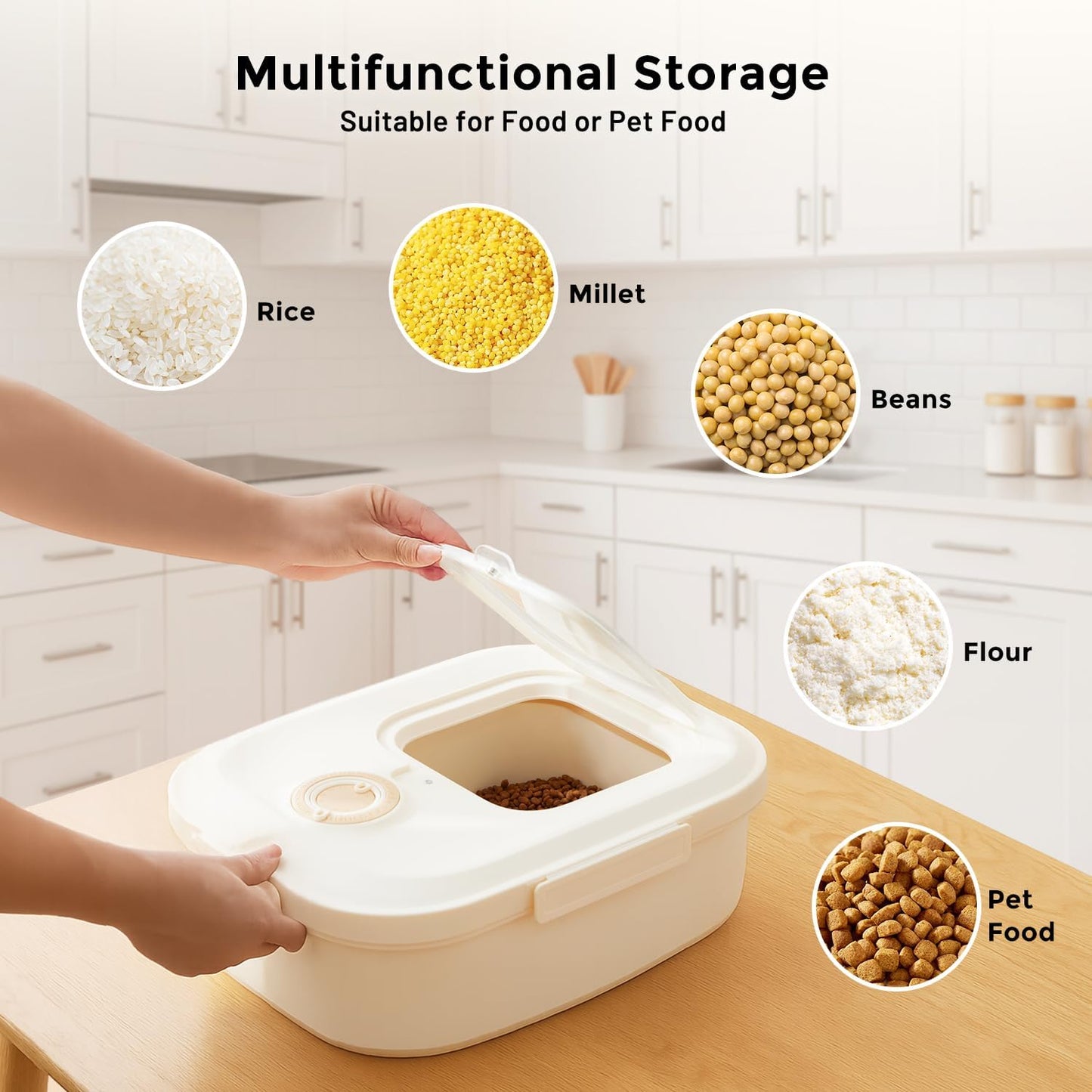 40-50lbs Dog Food Storage Container, Large Capacity Collapsible Airtig