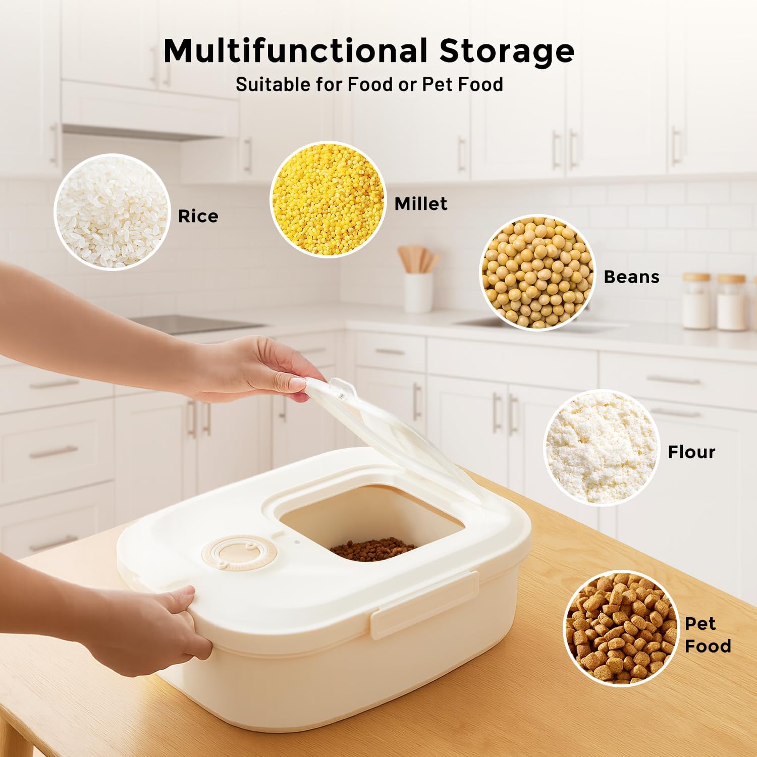 40-50lbs Dog Food Storage Container, Large Capacity Collapsible Airtig