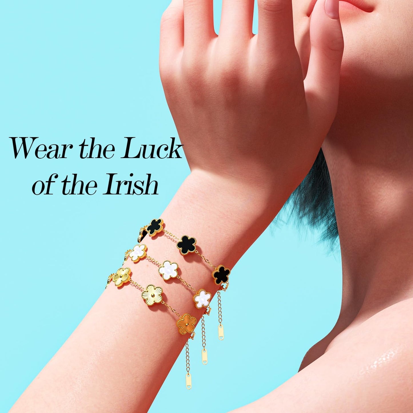 AICase 18K Gold Plated Clover Bracelet Dupes Gold/White/Black Bracelet