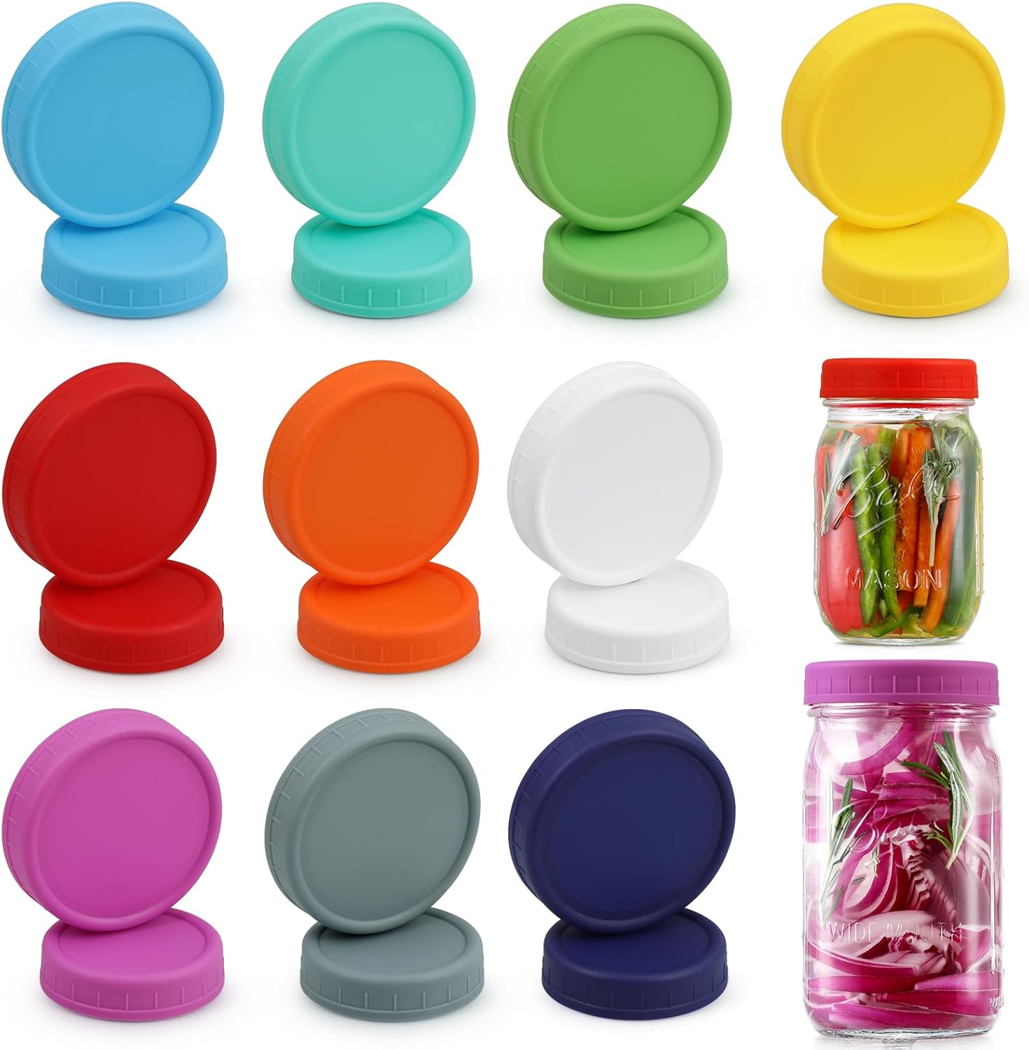 AOZITA 10 WIDE Mouth & 10 REGULAR Mouth Mason Jar Lids - 20 Pack Food 