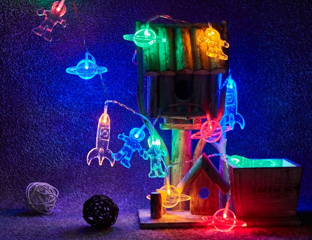 AceList 10 LED Children's Room LED String Light Astronaut Spaceship Ro