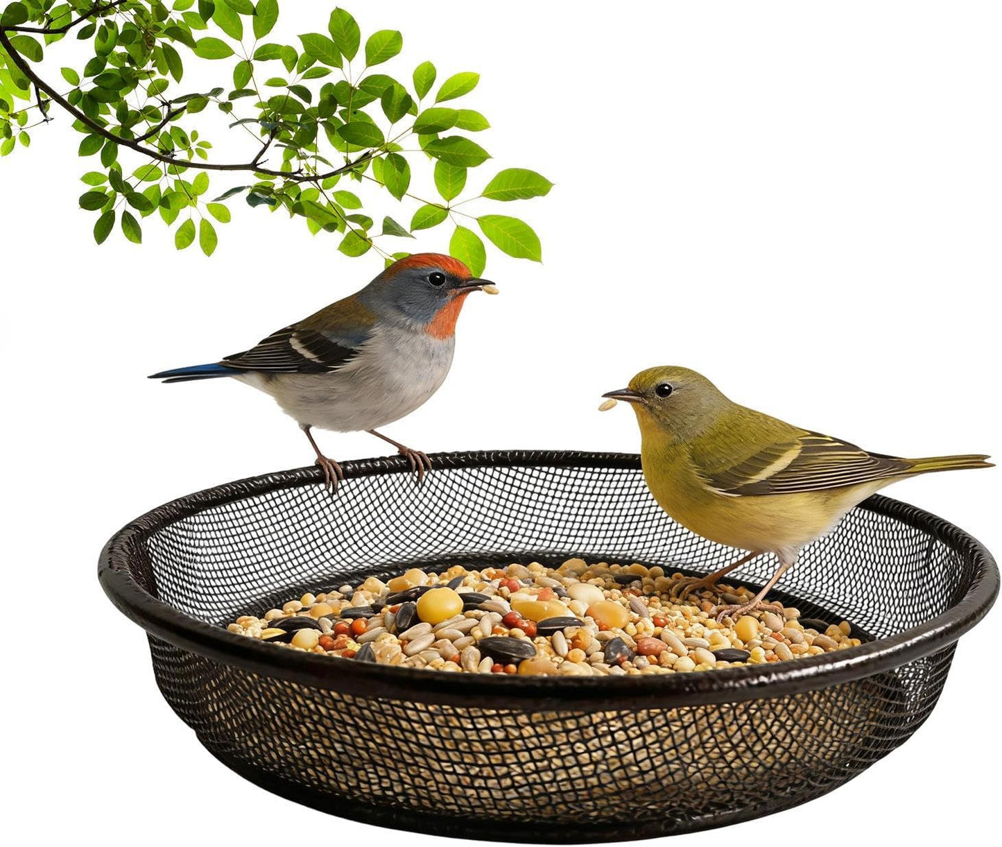 Bird Feeder Tray - Mesh Food Plate for Outdoor Feeding | Rust Resistant Metal Bowl with Easy Setup, Portable Design & Practical Accessory for Sparrow, Lovebird, Garden, Park and Courtyard Use