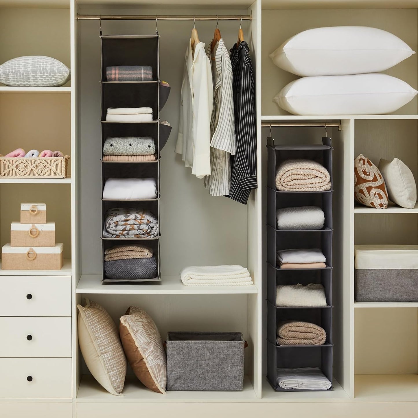 YOUDENOVA Hanging Closet Organizer and Storage, 6-Shelf Closet Hanging
