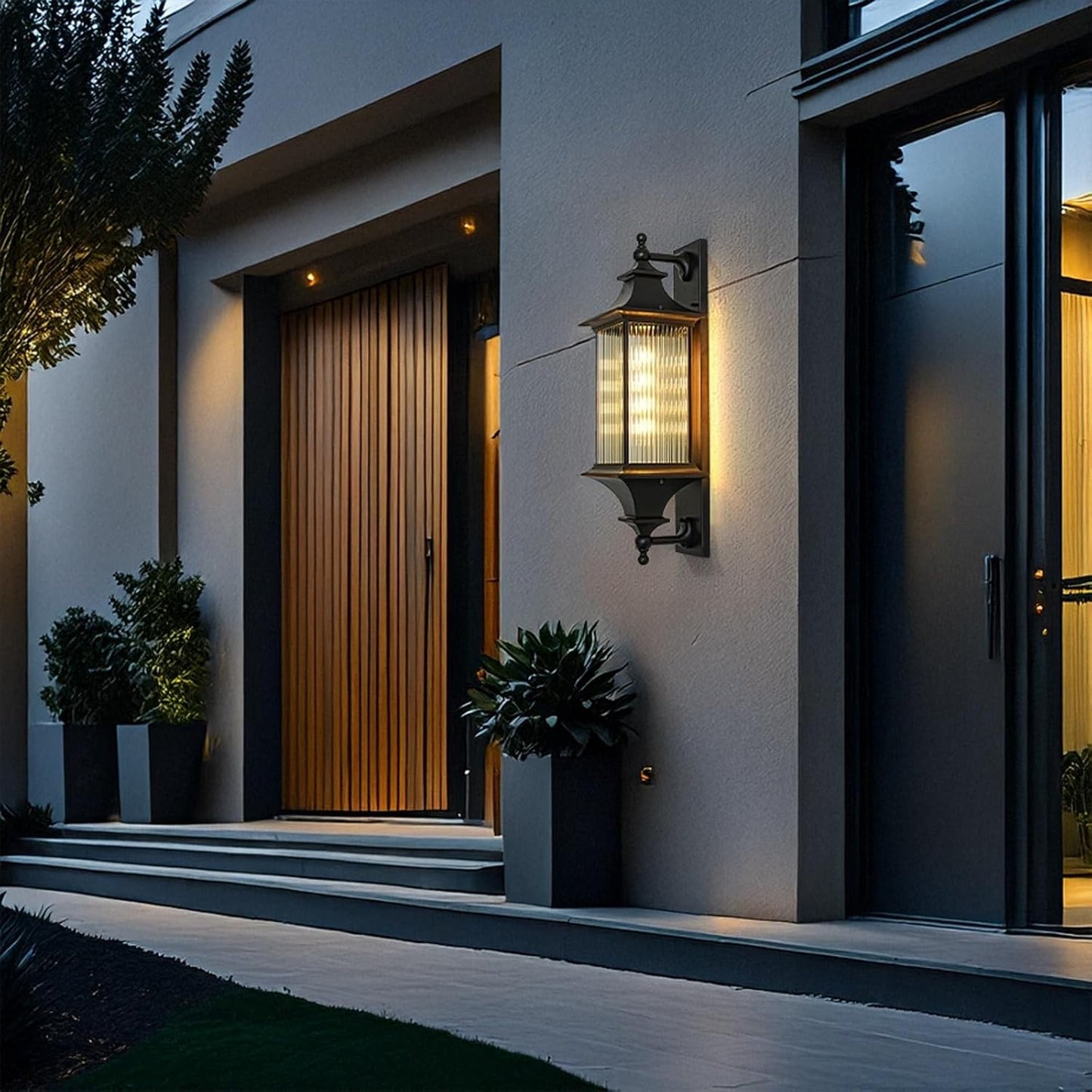 Solar Outdoor Wall Sconce Vintage Exterior Wall Lamp Glass Wall Lantern Waterproof Aluminum Outdoor Wall Light Wall Mounted Porch Light Fixture for Patio Garden Entryway Yard Cottage